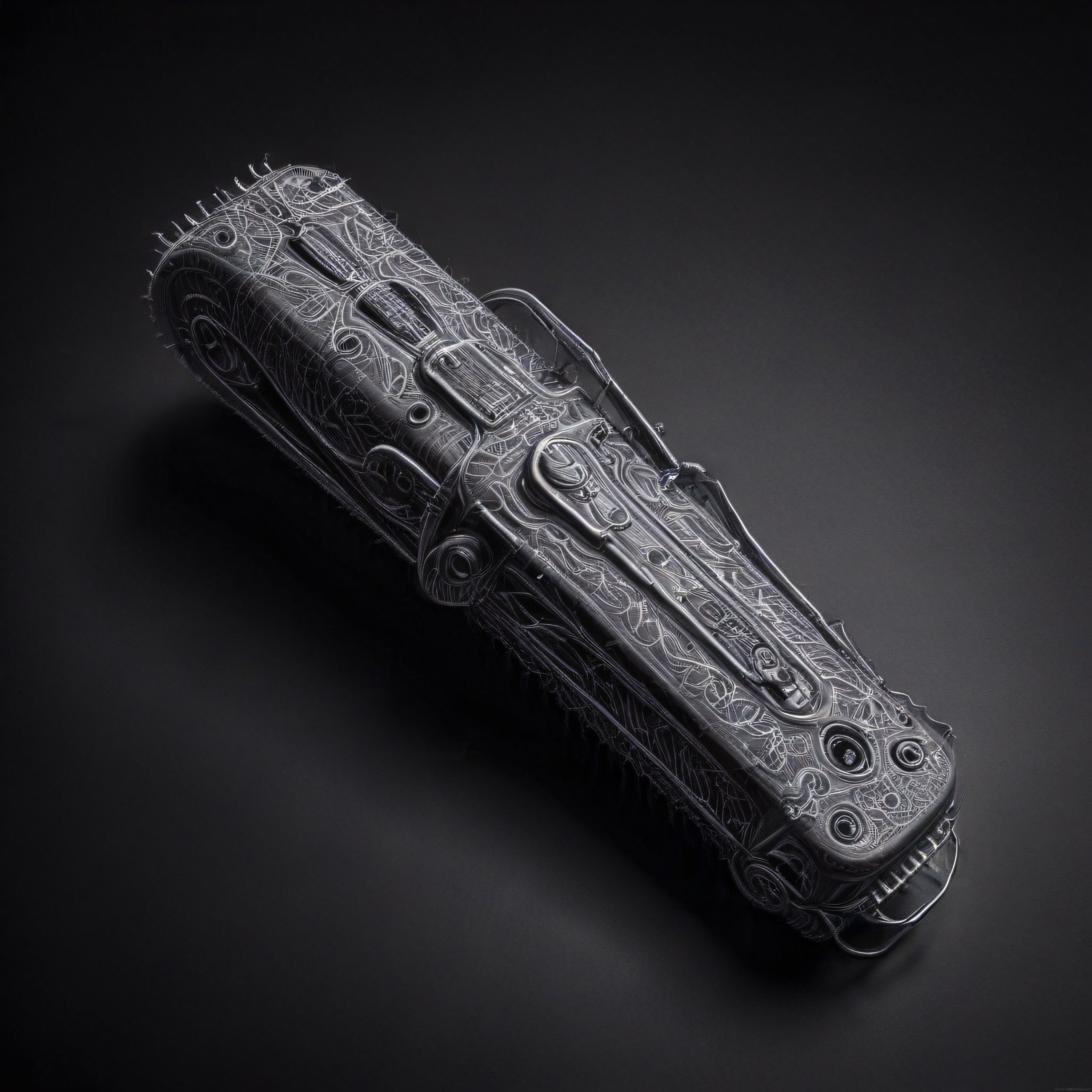 Giger tarzı karanlık biyomekanik organik form 3D dijital sanat renderı