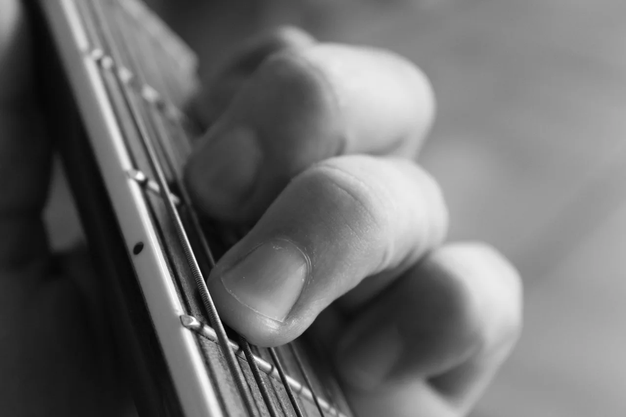 Gitar çalan eller - siyah beyaz portre