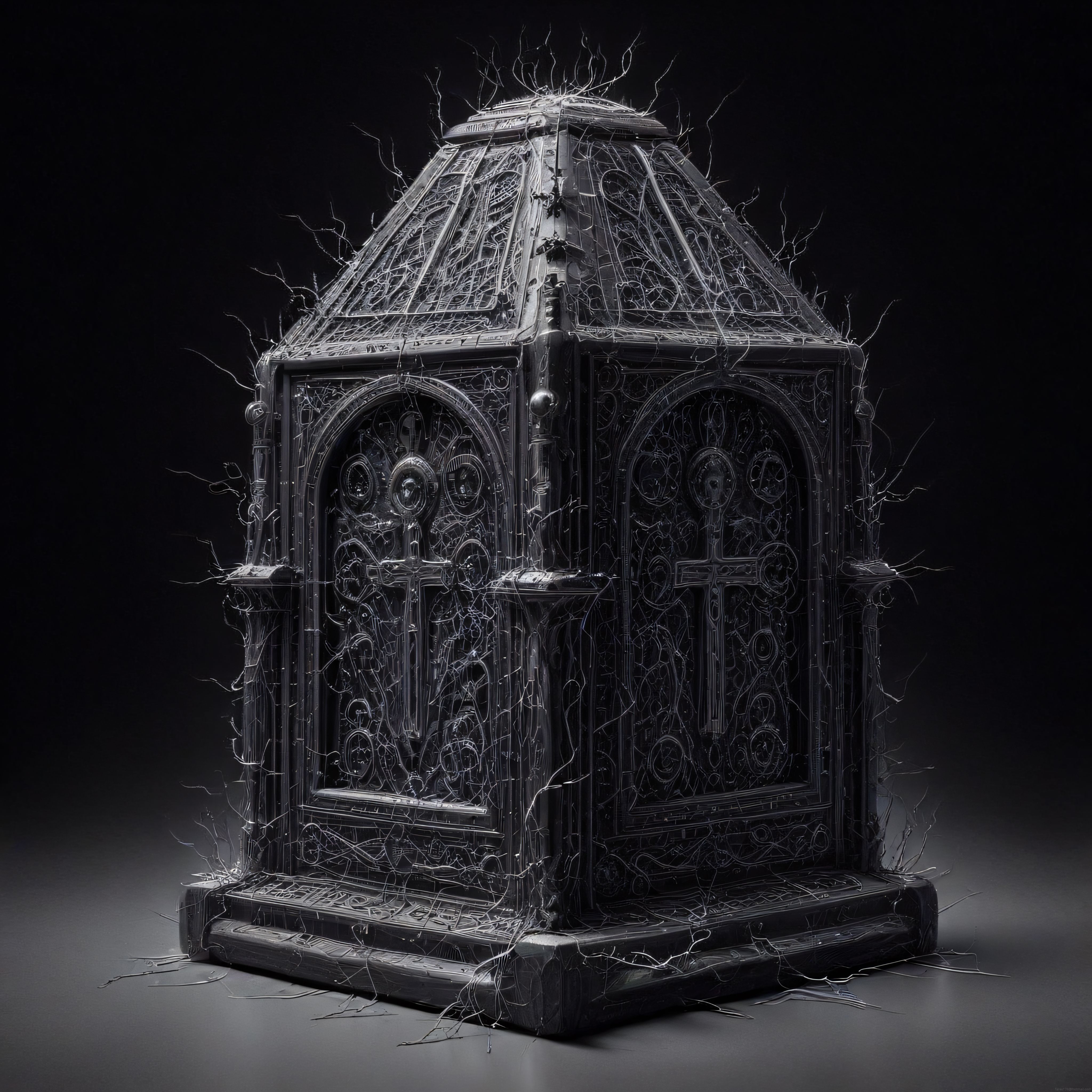 Gizemli Gotik Kafes Mabet: Karanlık 3D Dijital Sanat Eseri ve Korku Estetiği Gizemli Gotik Kafes Mabet: Karanlık 3D Dijital Sanat Eseri ve Korku Estetiği