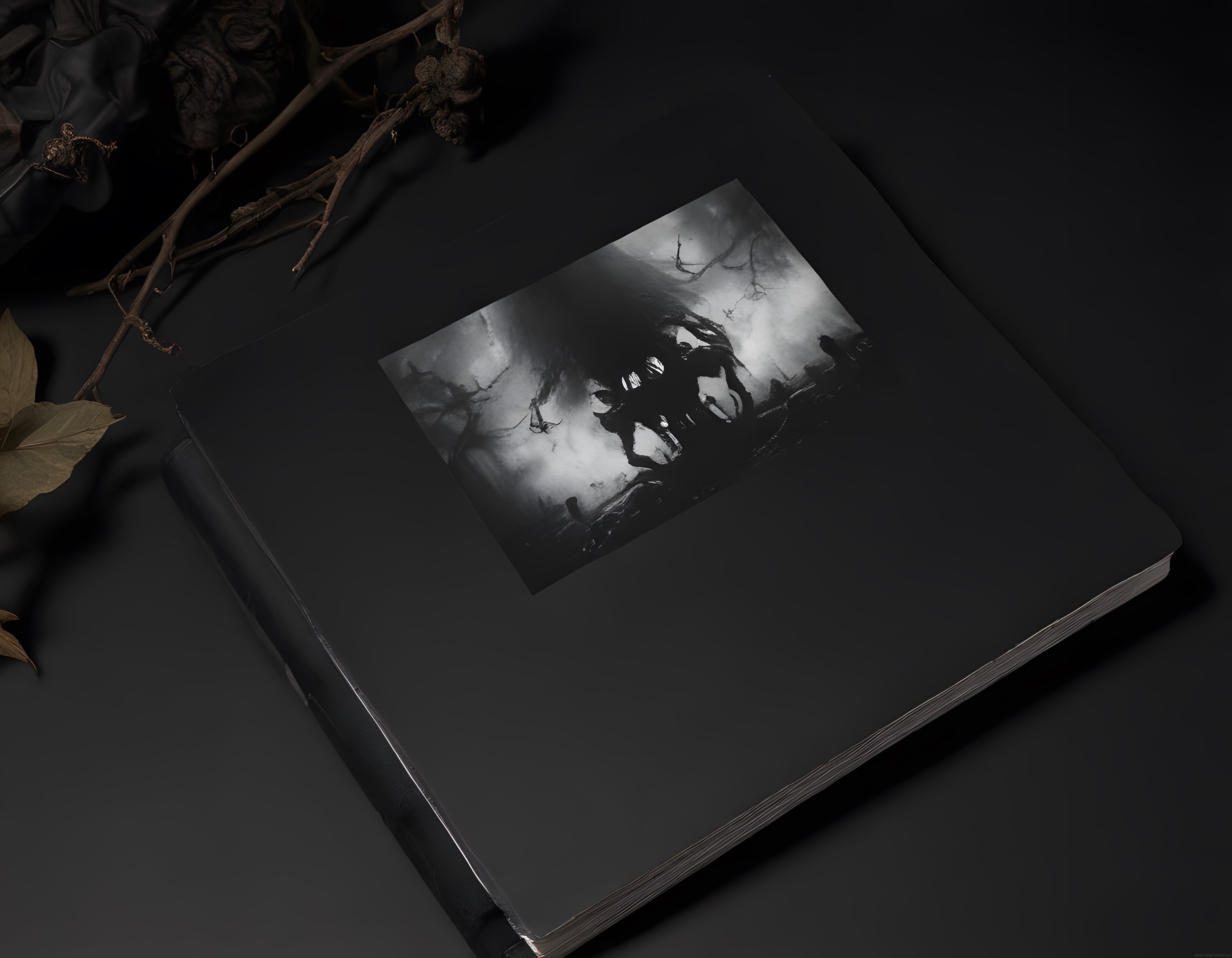 Gizemli Kara Orman Kitap Kapak Tasarımı ve Karanlık Atmosferik Fotoğraf