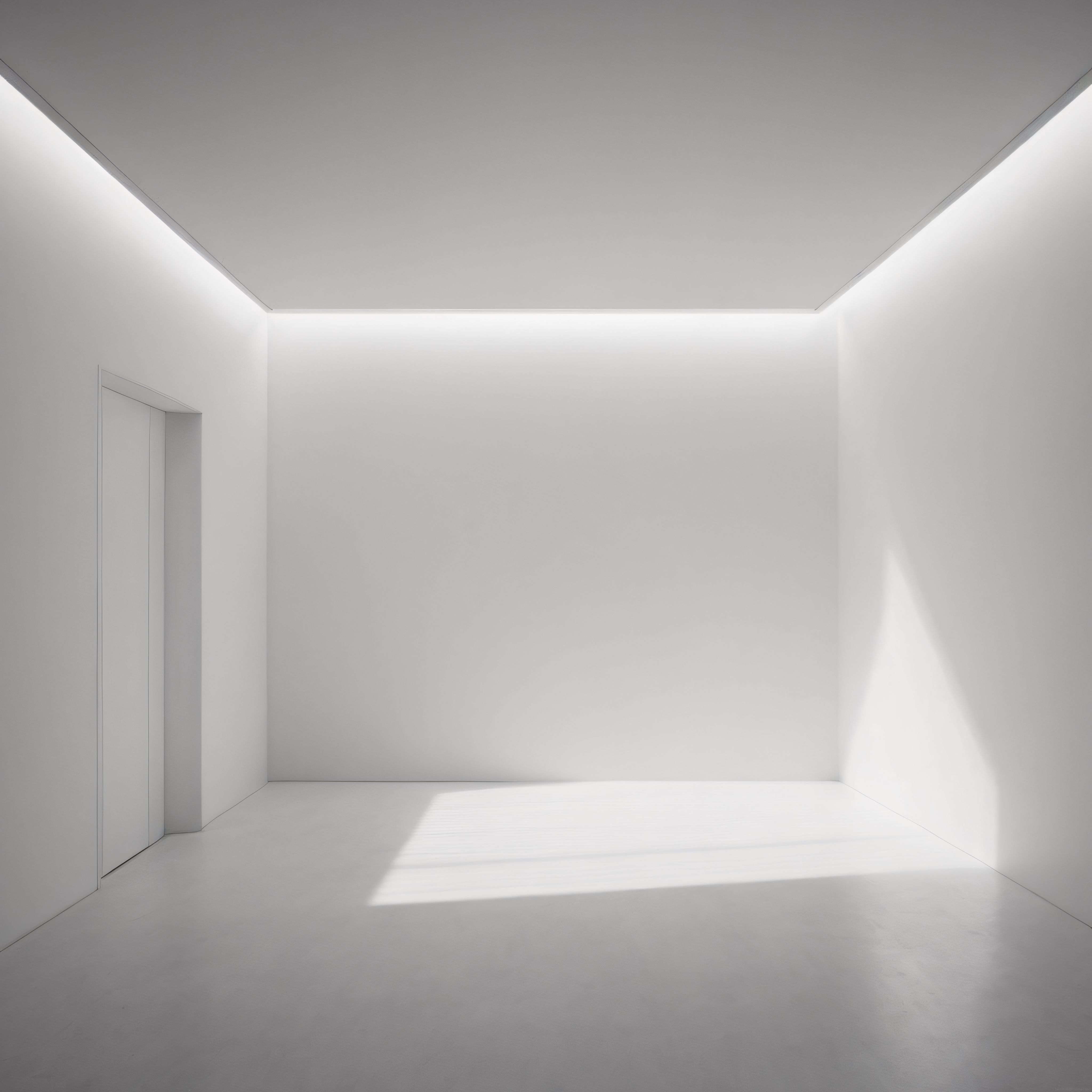 Gizli Aydınlatmalı Beyaz Boş Oda ve Minimalist Modern Mimari Tasarım