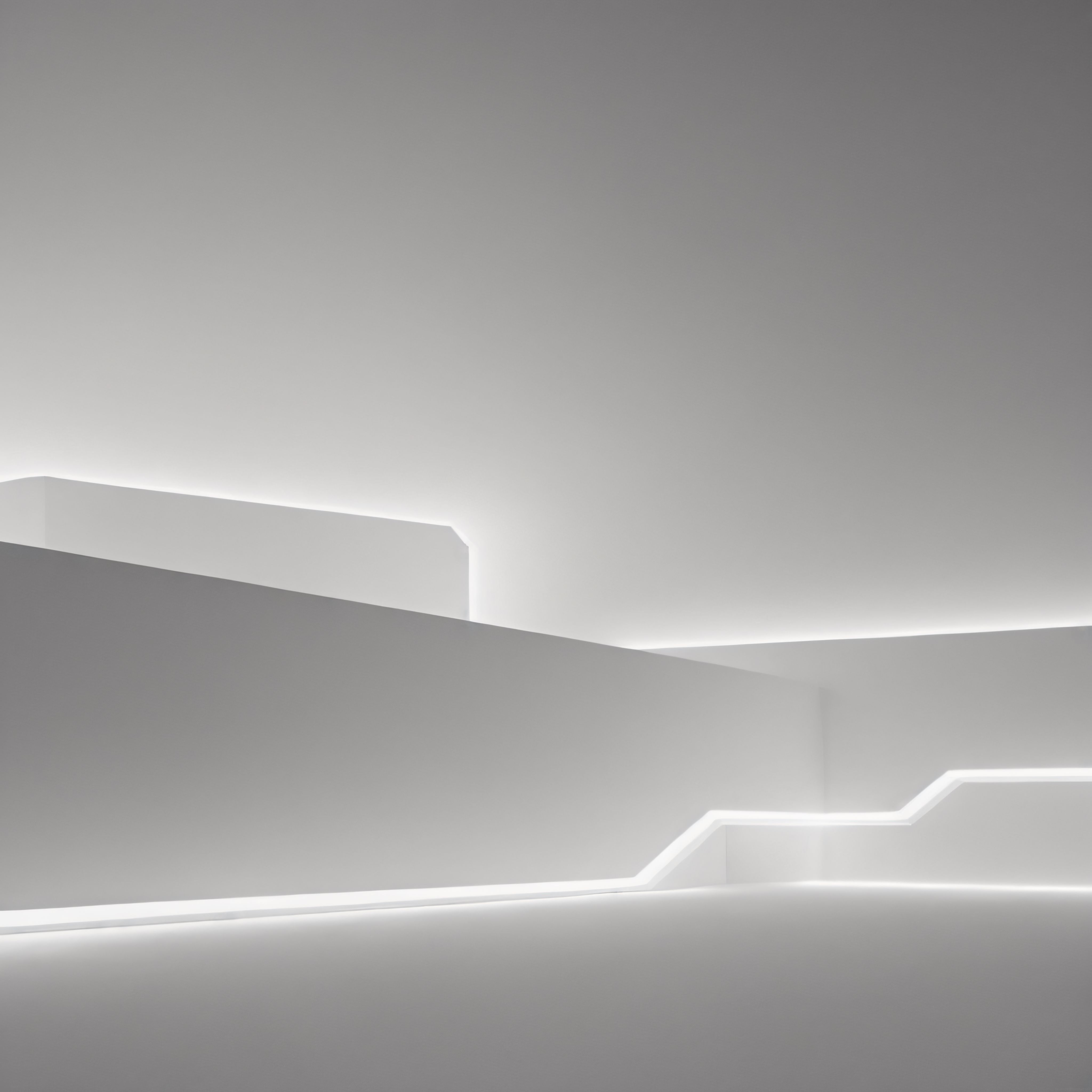 Gizli ışıklı minimalist iç mekan ve geometrik mimari detayların sade görüntüsü