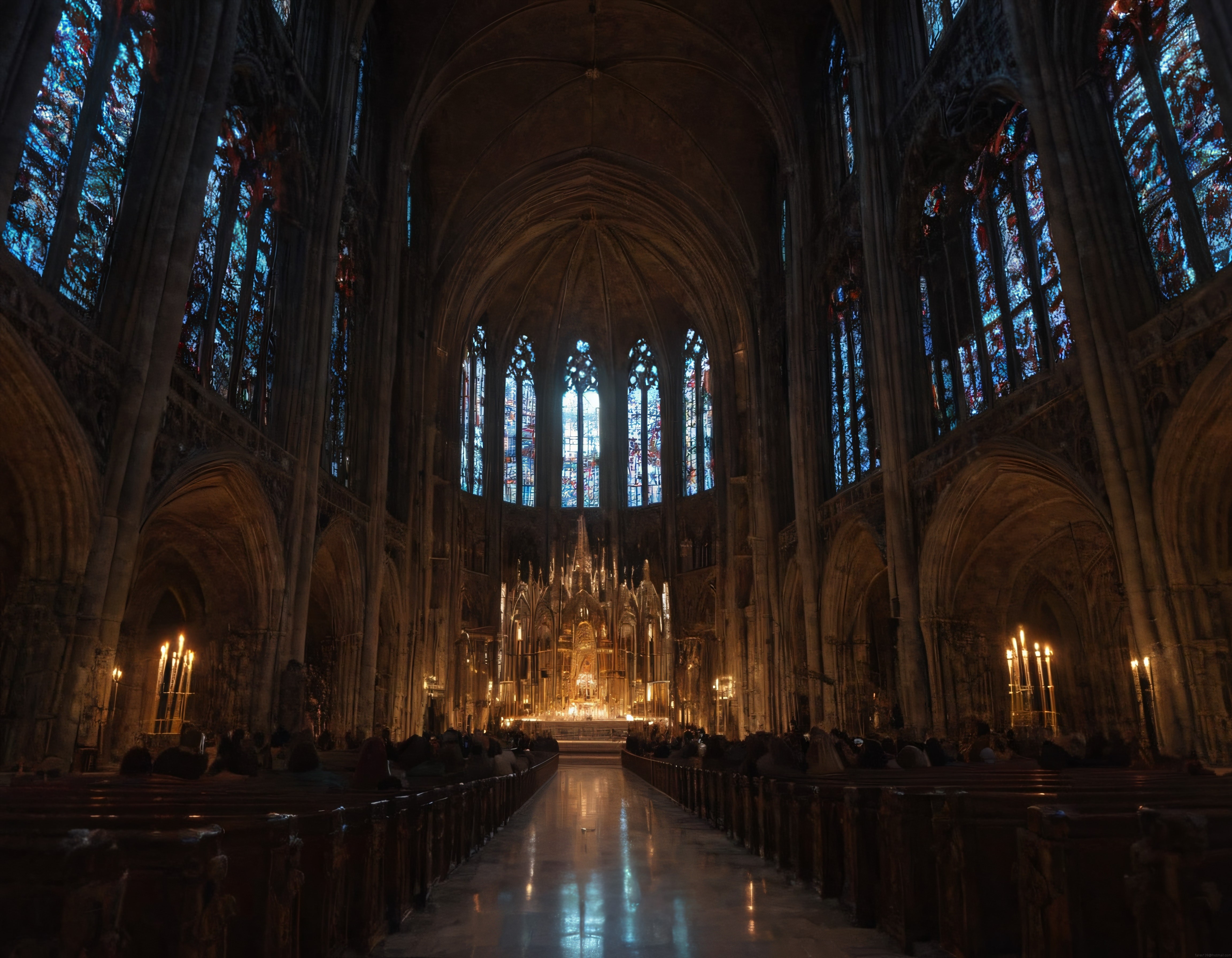 Gökkubbeyi Aşan Gotik Katedral İçi ve Renkli Vitrayların Büyüsü