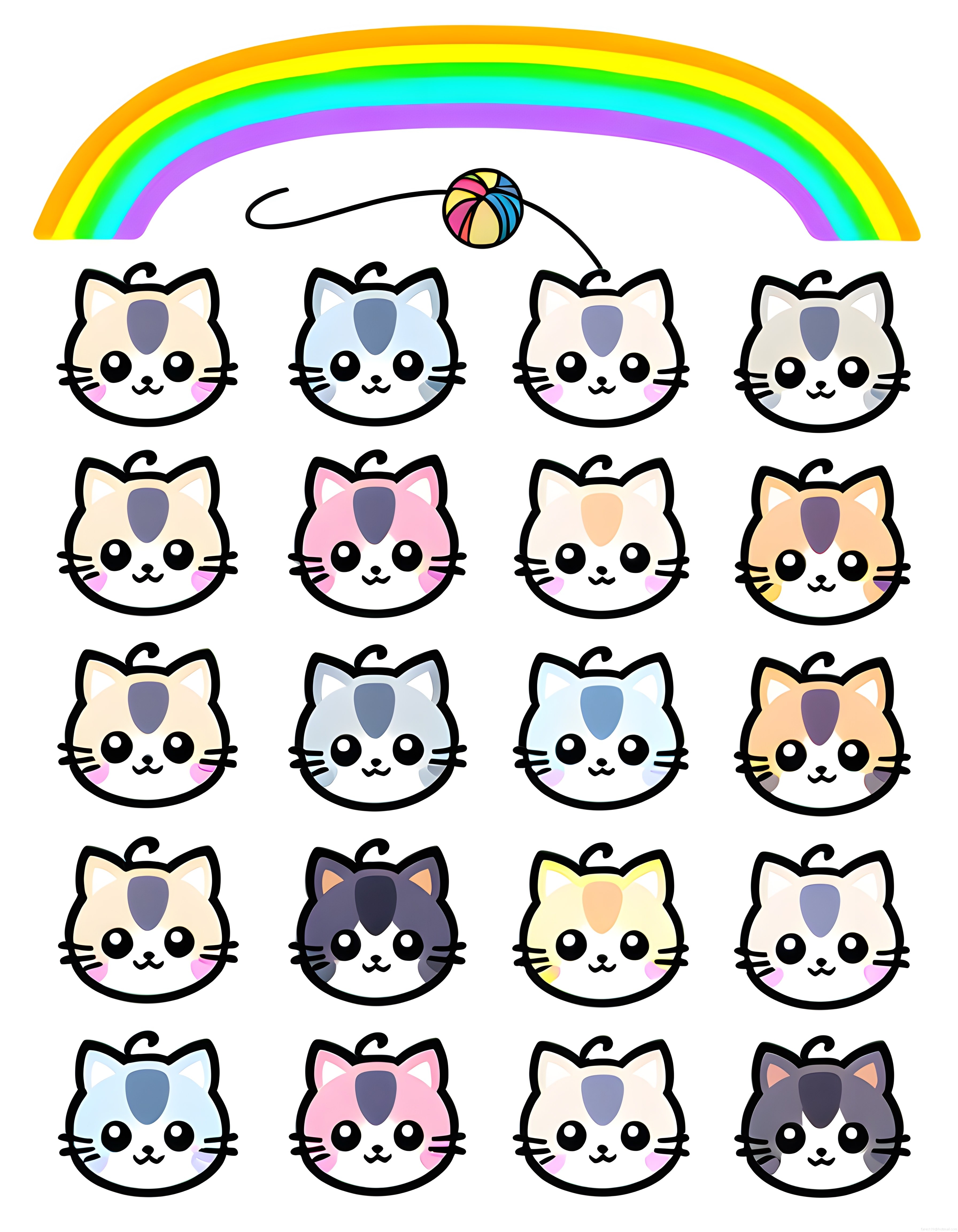 Gökkuşağı Altında Kawaii Tarzı Sevimli Kemirgen Karakter Koleksiyonu