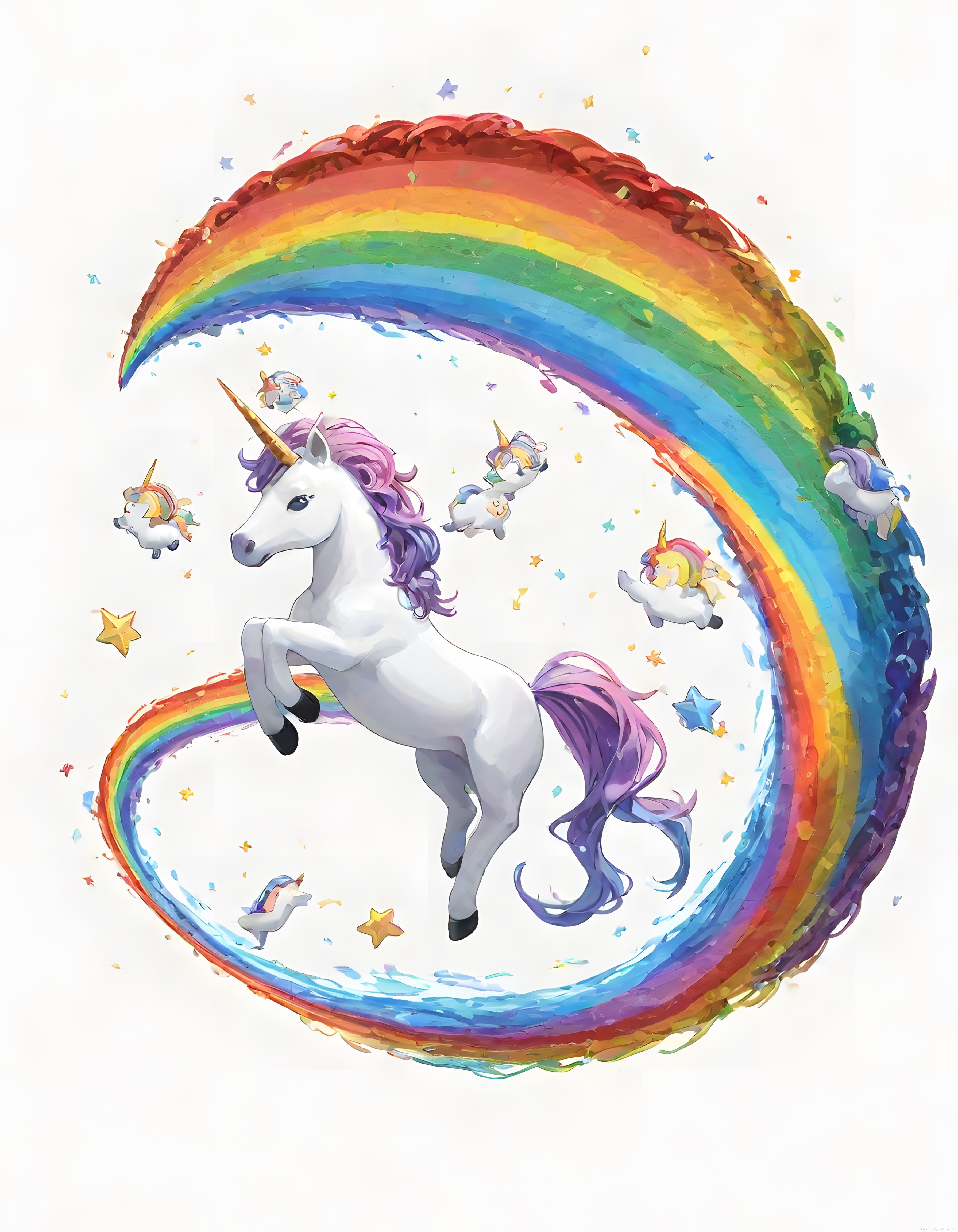 Gökkuşağı Çemberinde Büyüleyici Unicorn ve Sevimli Yavruların Masalsı Dünyası Gökkuşağı Çemberinde Büyüleyici Unicorn ve Sevimli Yavruların Masalsı Dünyası