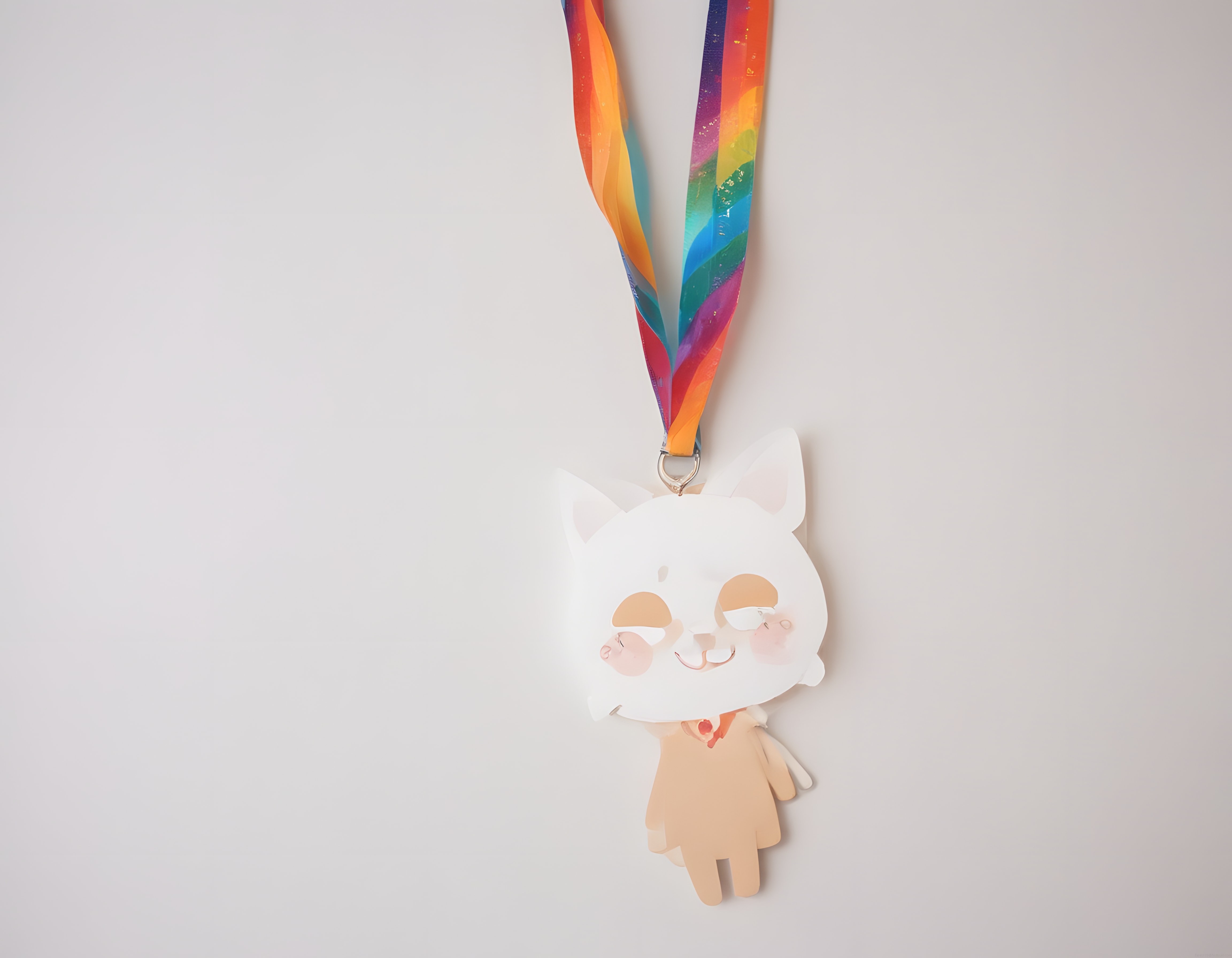 Gökkuşağı Kordonlu Kedi Figürlü Sevimli Kağıt El Sanatı Kolye Tasarımı
