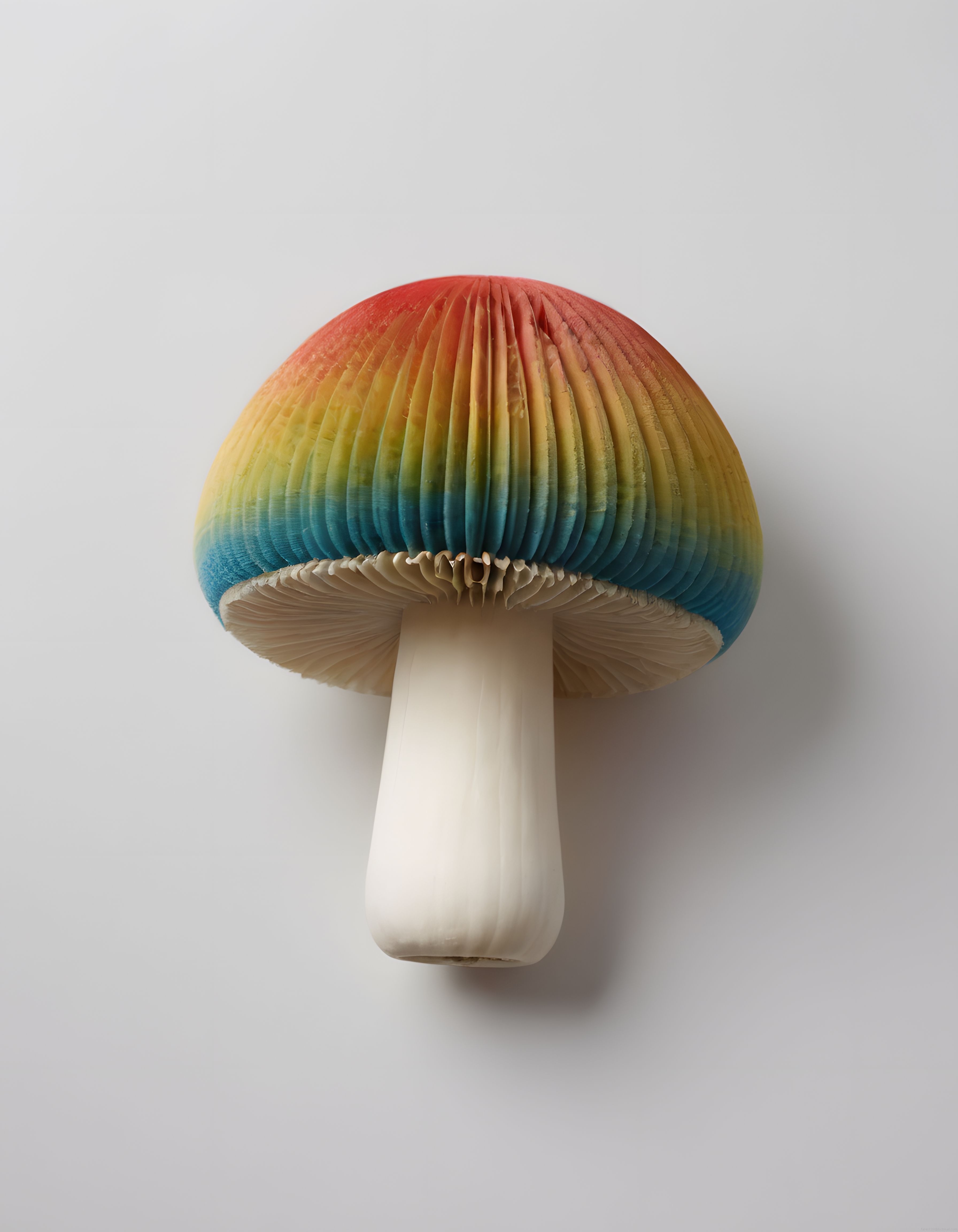 Gökkuşağı Rengi Kapaklı ve Beyaz Saplı Renkli Mantarın Detaylı Çekimi