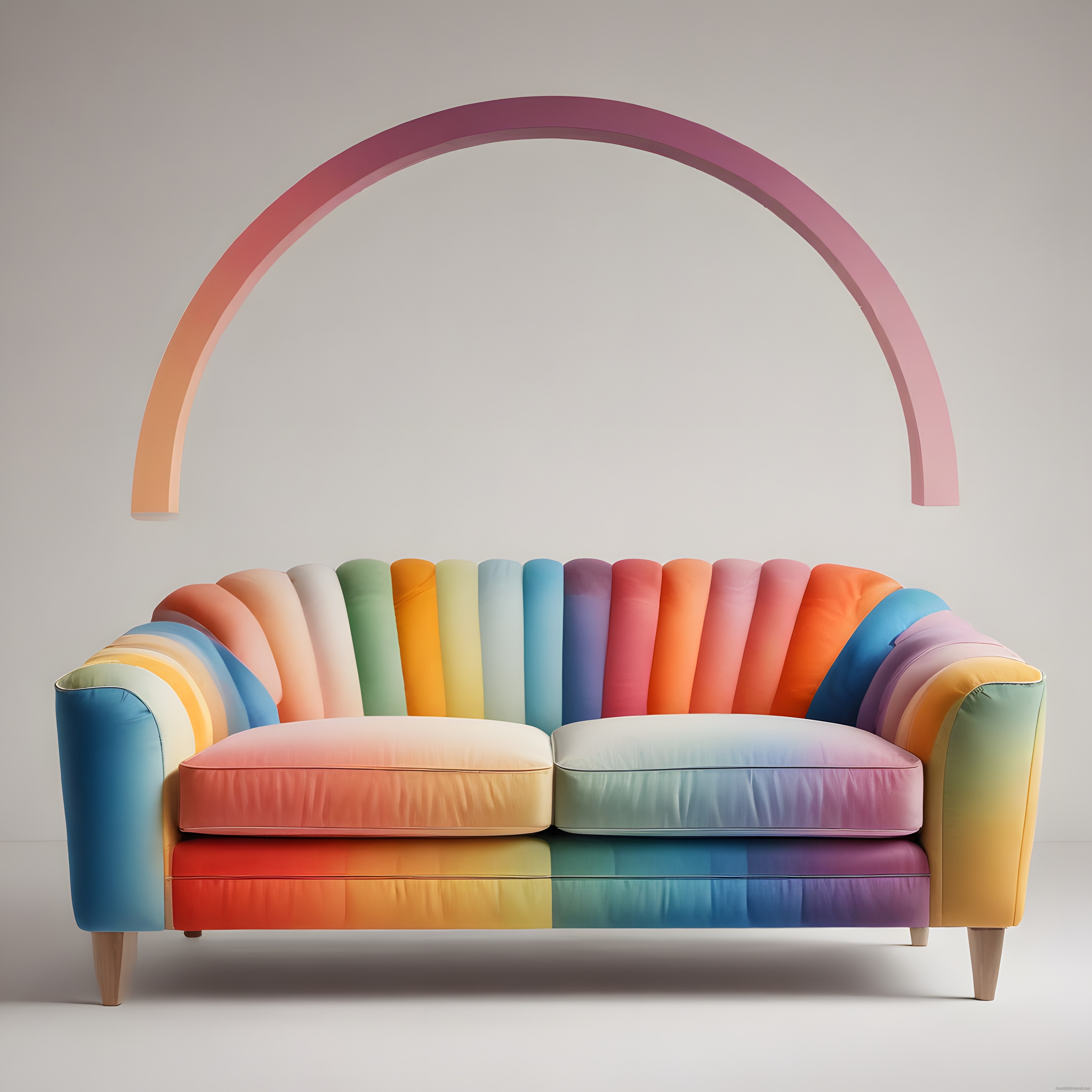 Gökkuşağı Renkleriyle Tasarlanmış Modern Kanepe ve Minimalist Dekorasyon