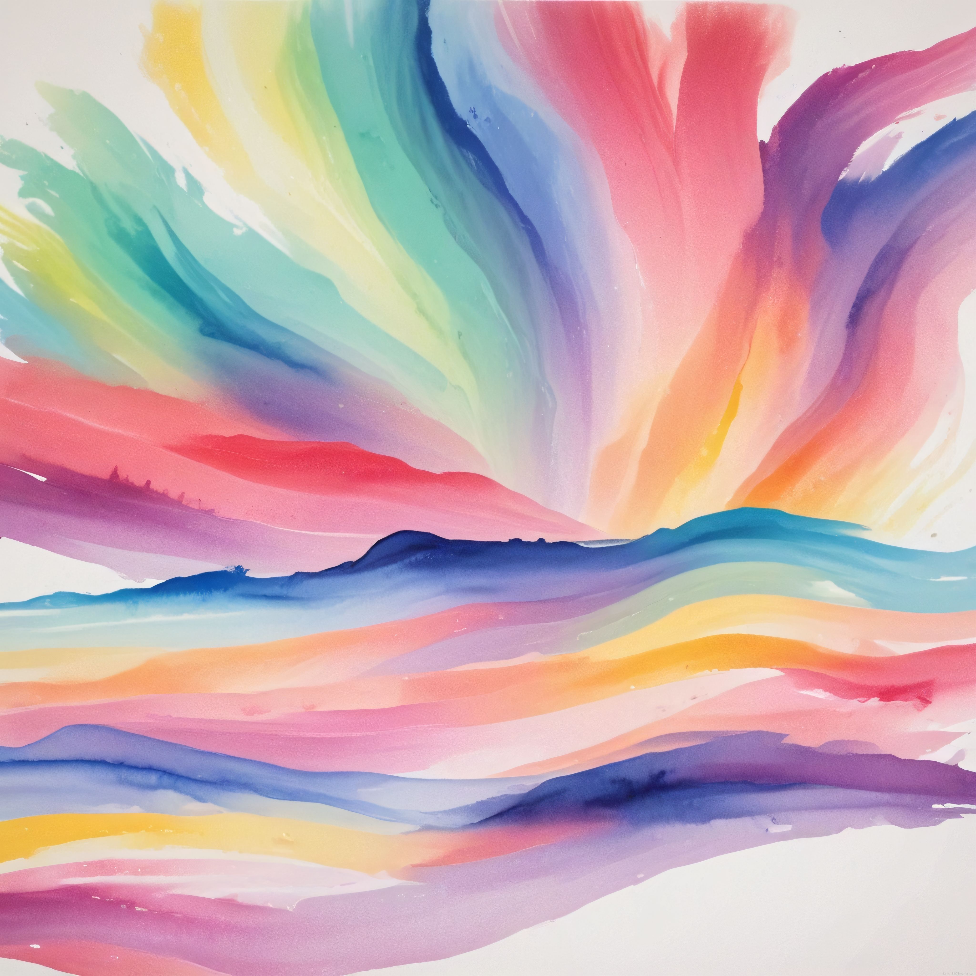 Gökkuşağı Suluboya Dalgaları: Pastel Renklerle Akışkan Soyut Sanat