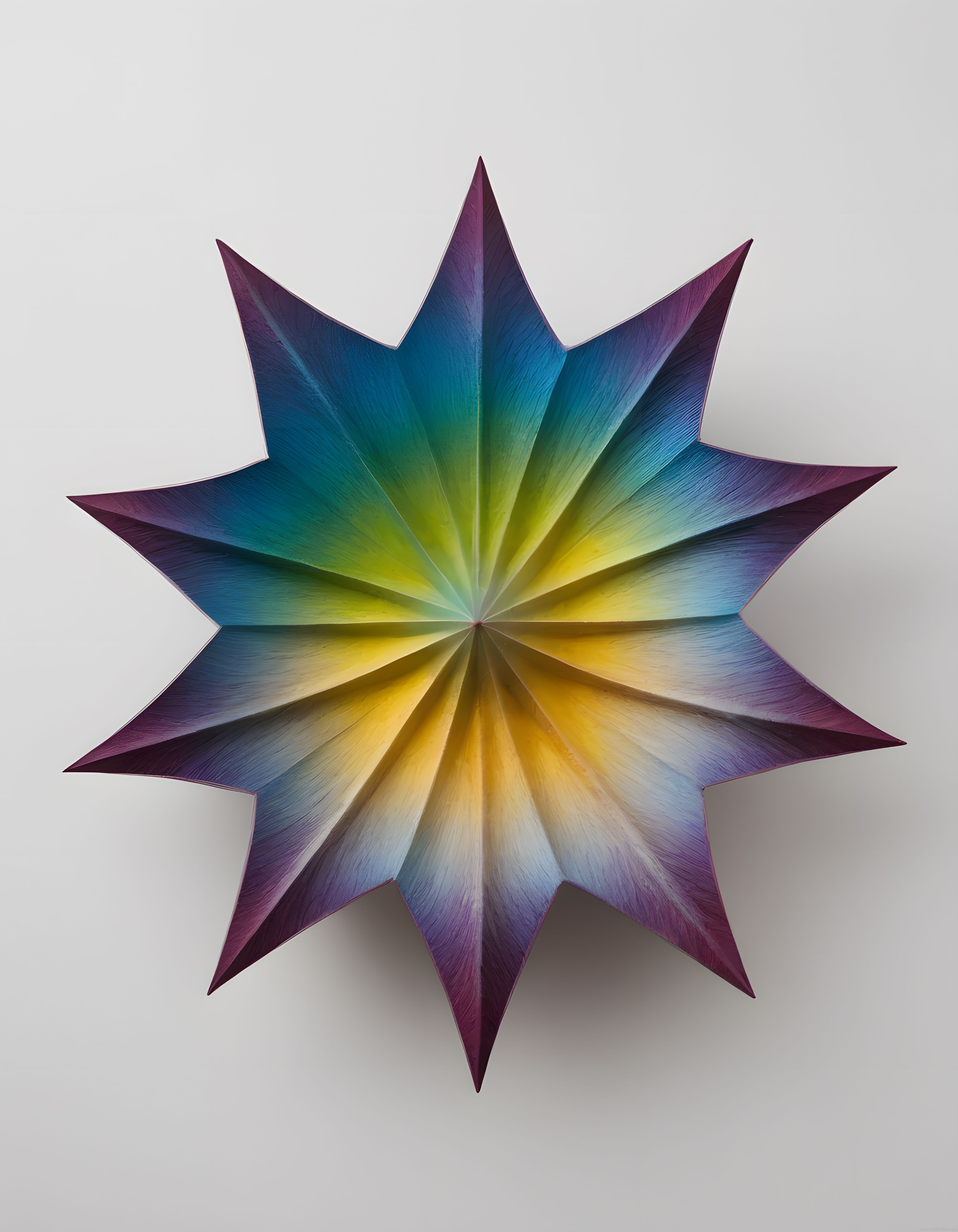Gökkuşağı Tonlarında Geometrik Yıldız Formlu Origami Sanatı Dekorasyon