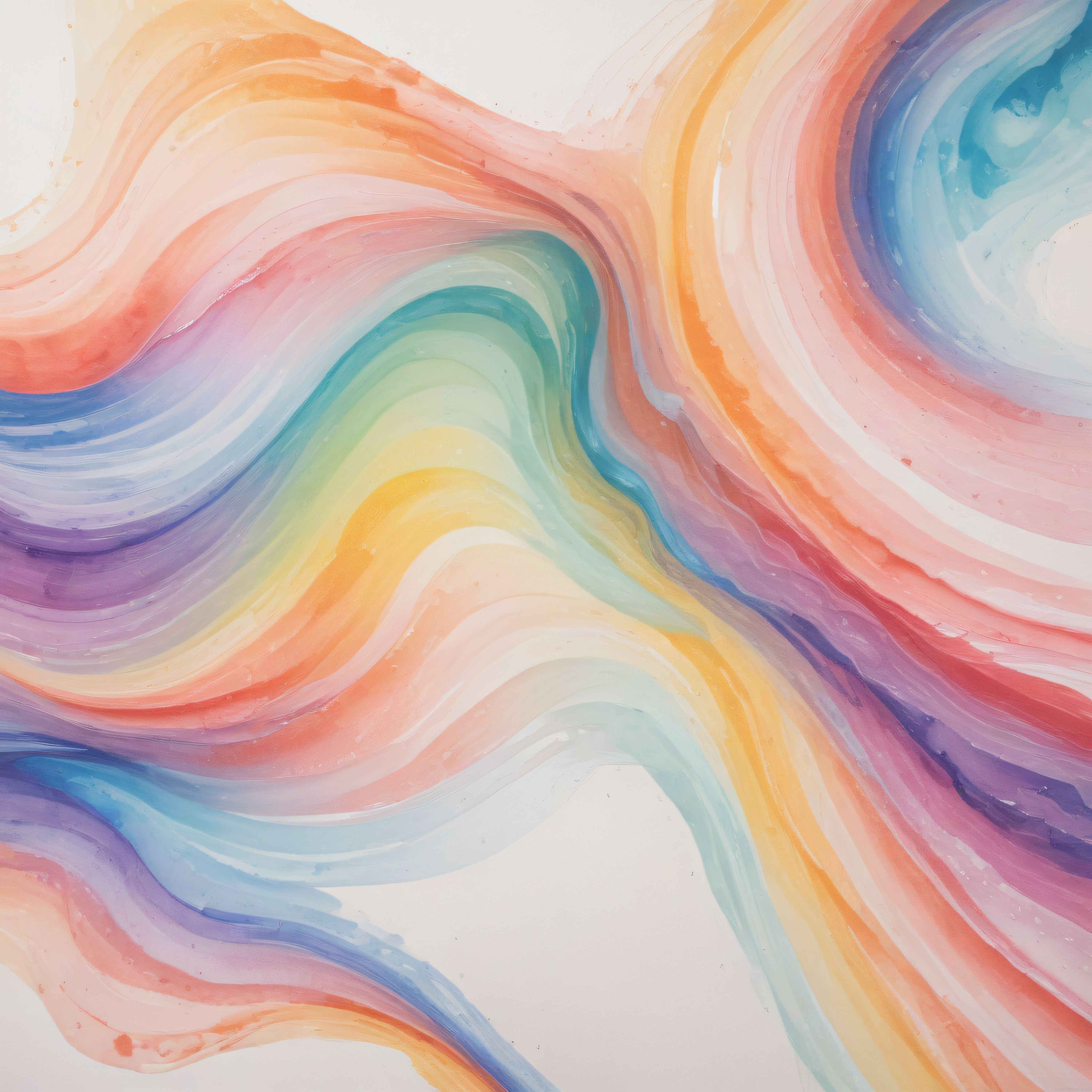 Gökkuşağı tonlarında pastel akışkan soyut sanat ve renkli fırça dokuları