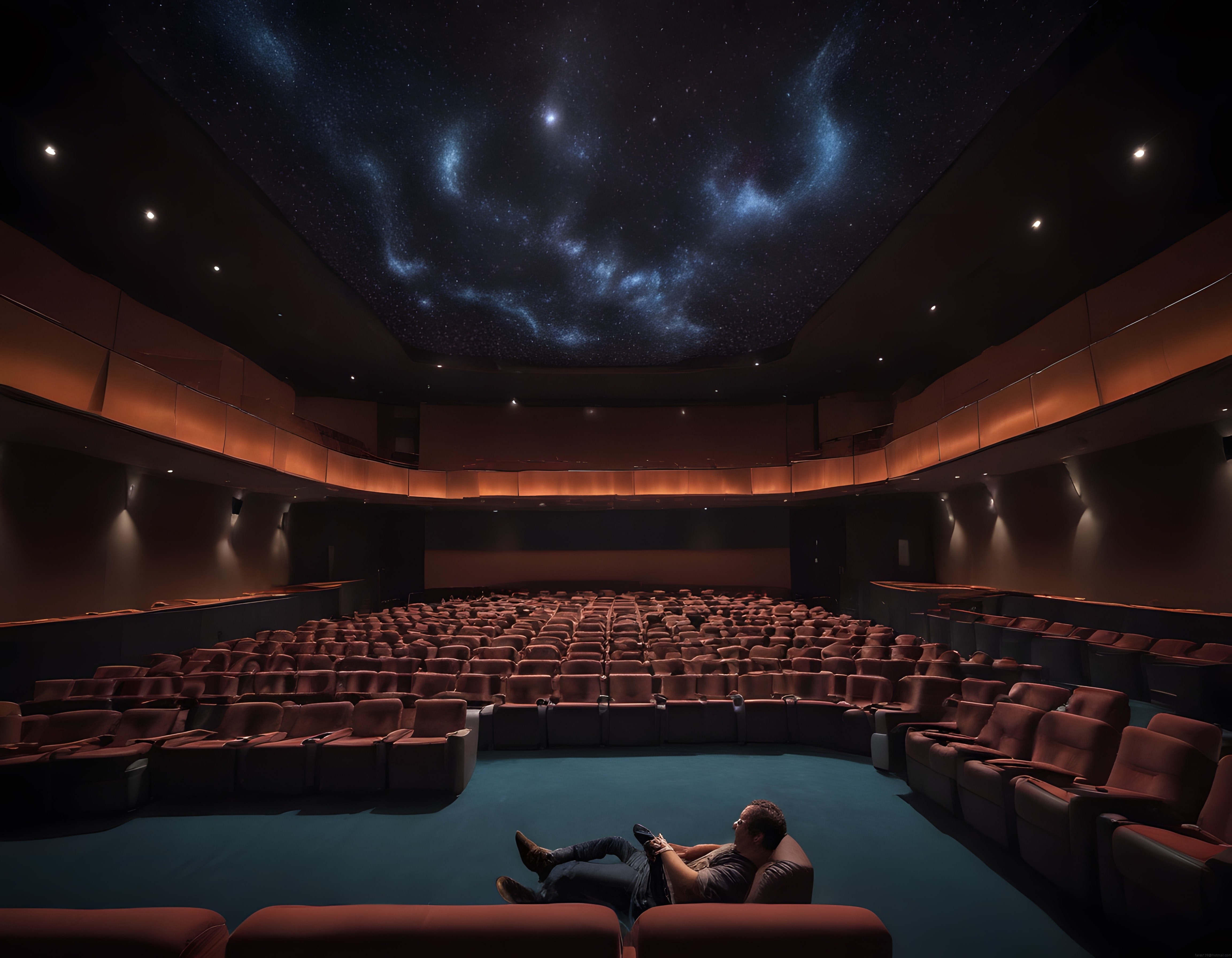 Gökyüzü Tavanlı Modern Sinema Salonunda Yıldızlar Altında Film Keyfi