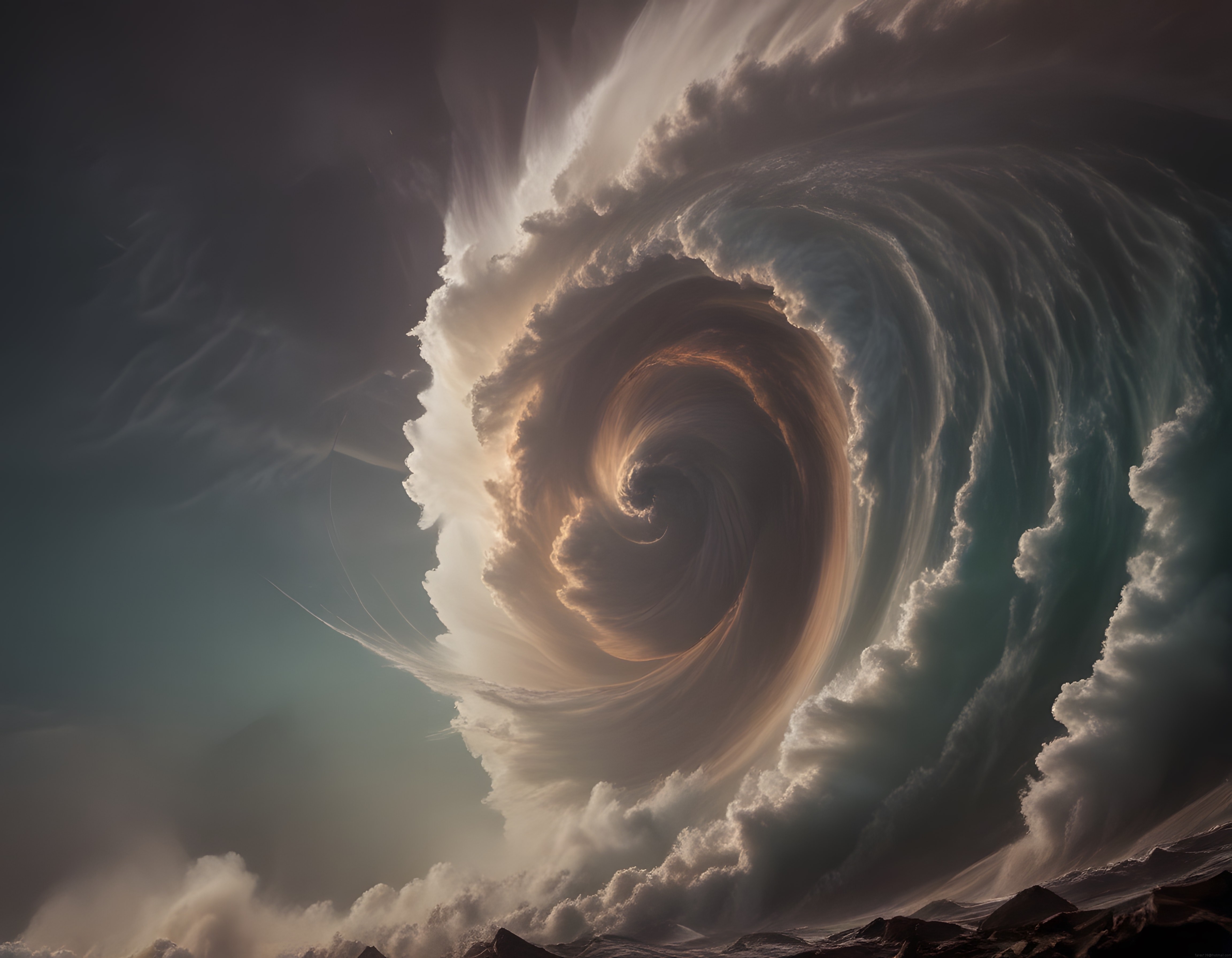 Gökyüzünde Devasa Spiral Bulut Formasyonu ve Büyüleyici Fırtına Atmosferi