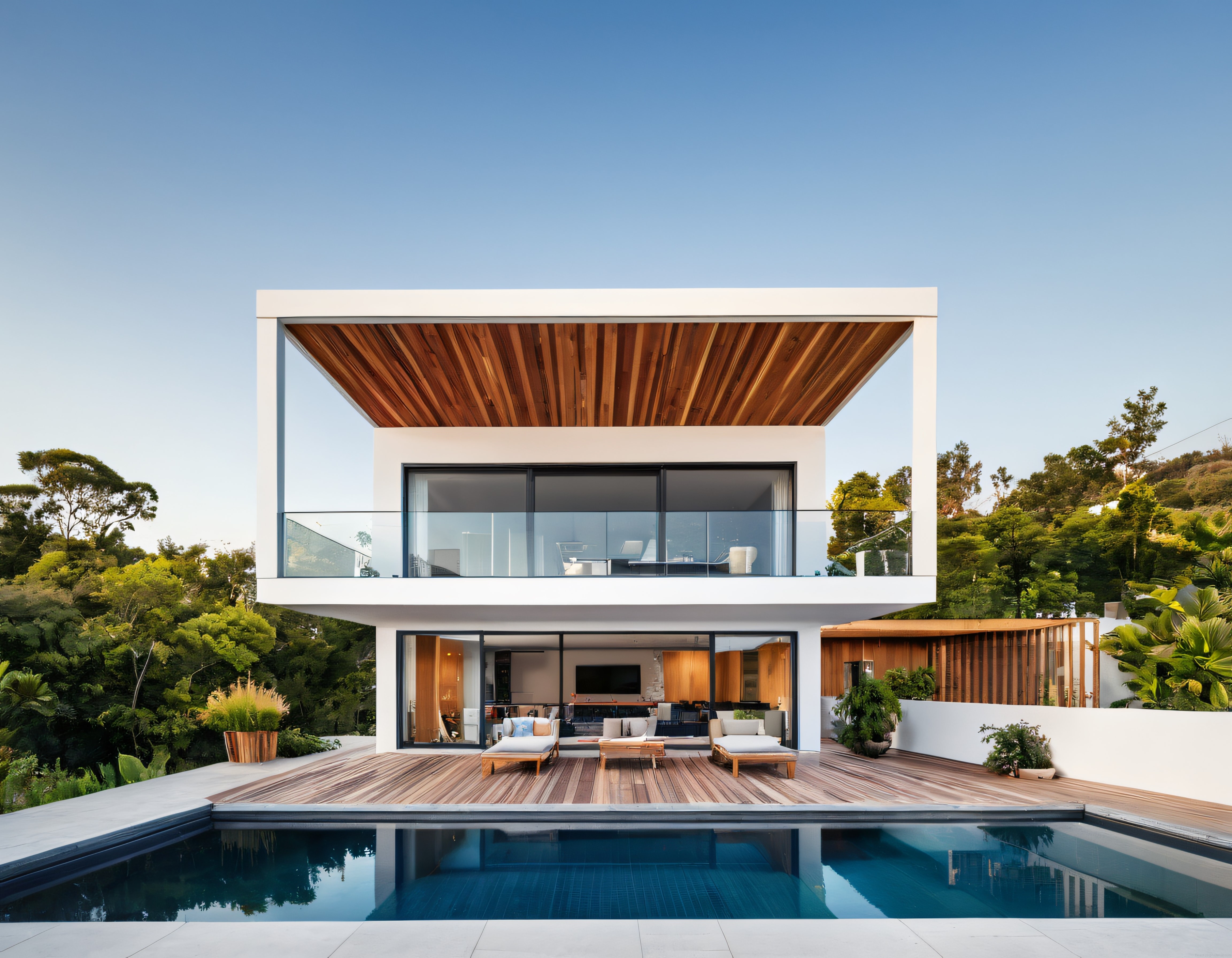 Gökyüzüne Açılan Cam Cepheli Modern Villa ve Özel Havuz Tasarımı