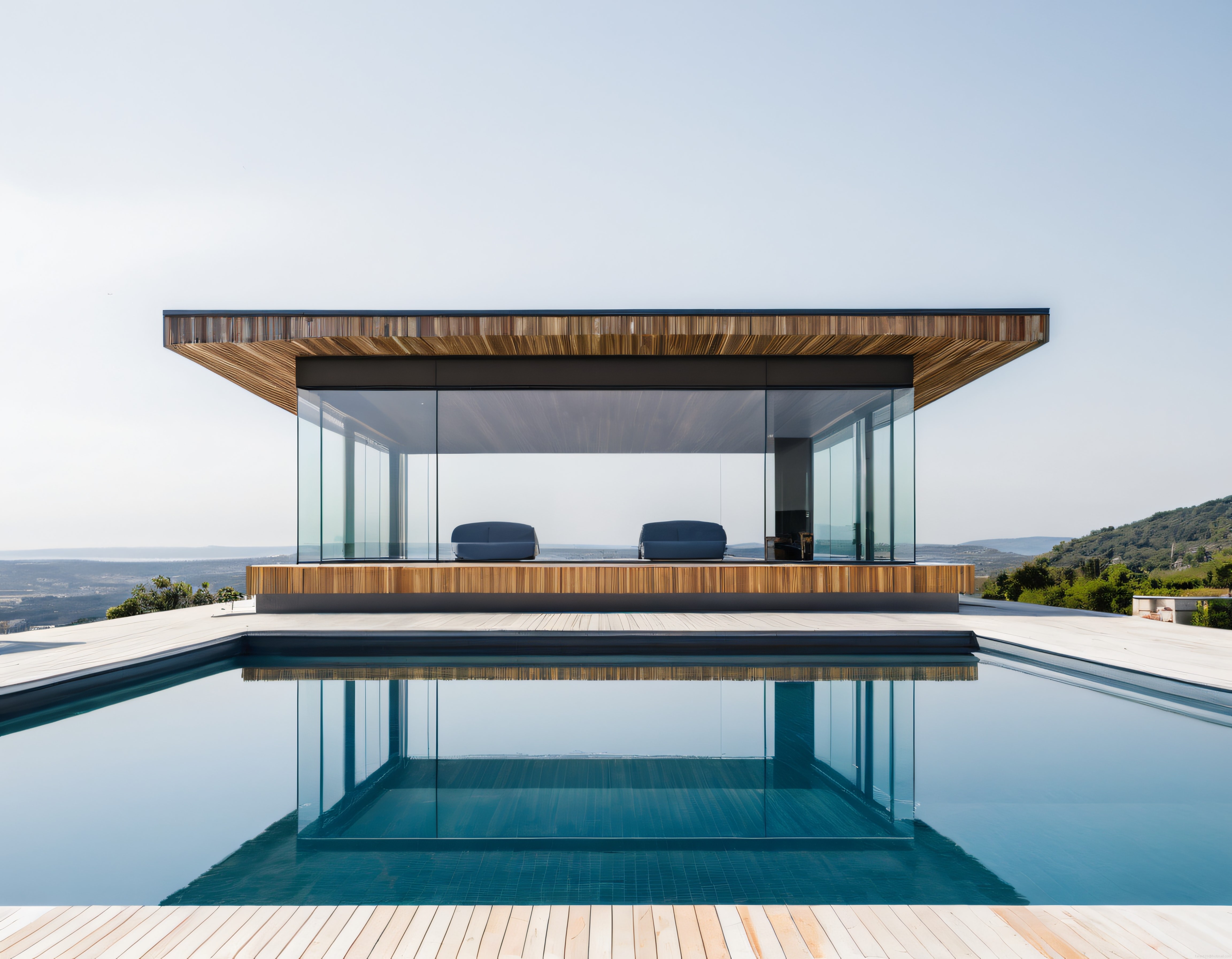 Gökyüzüne Açılan Cam Cepheli Villada Sonsuz Havuz ve Minimalist Mimari