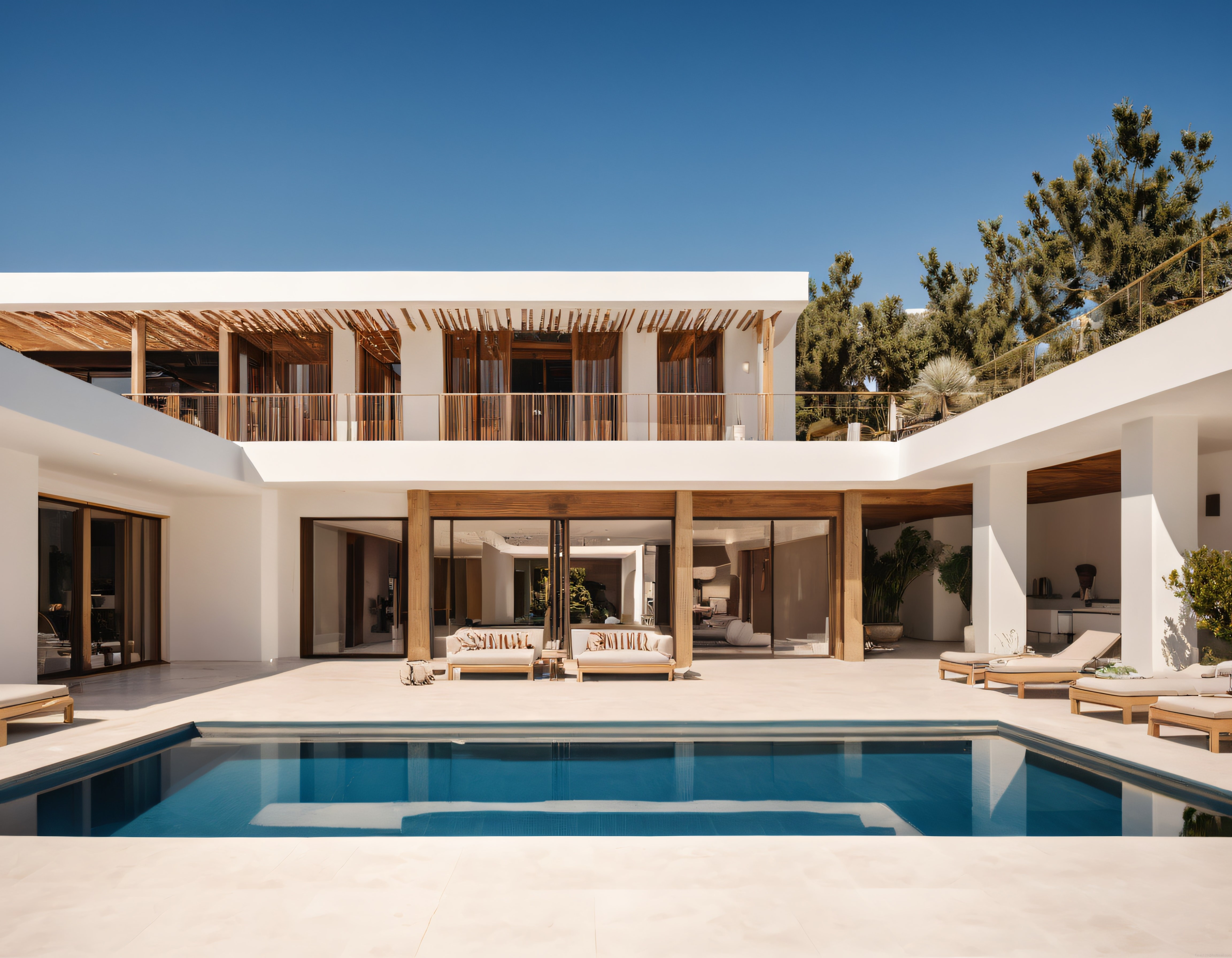 Gökyüzüne Açılan Modern Lüks Villa, Yüzme Havuzu ve Doğal Ahşap Detaylar