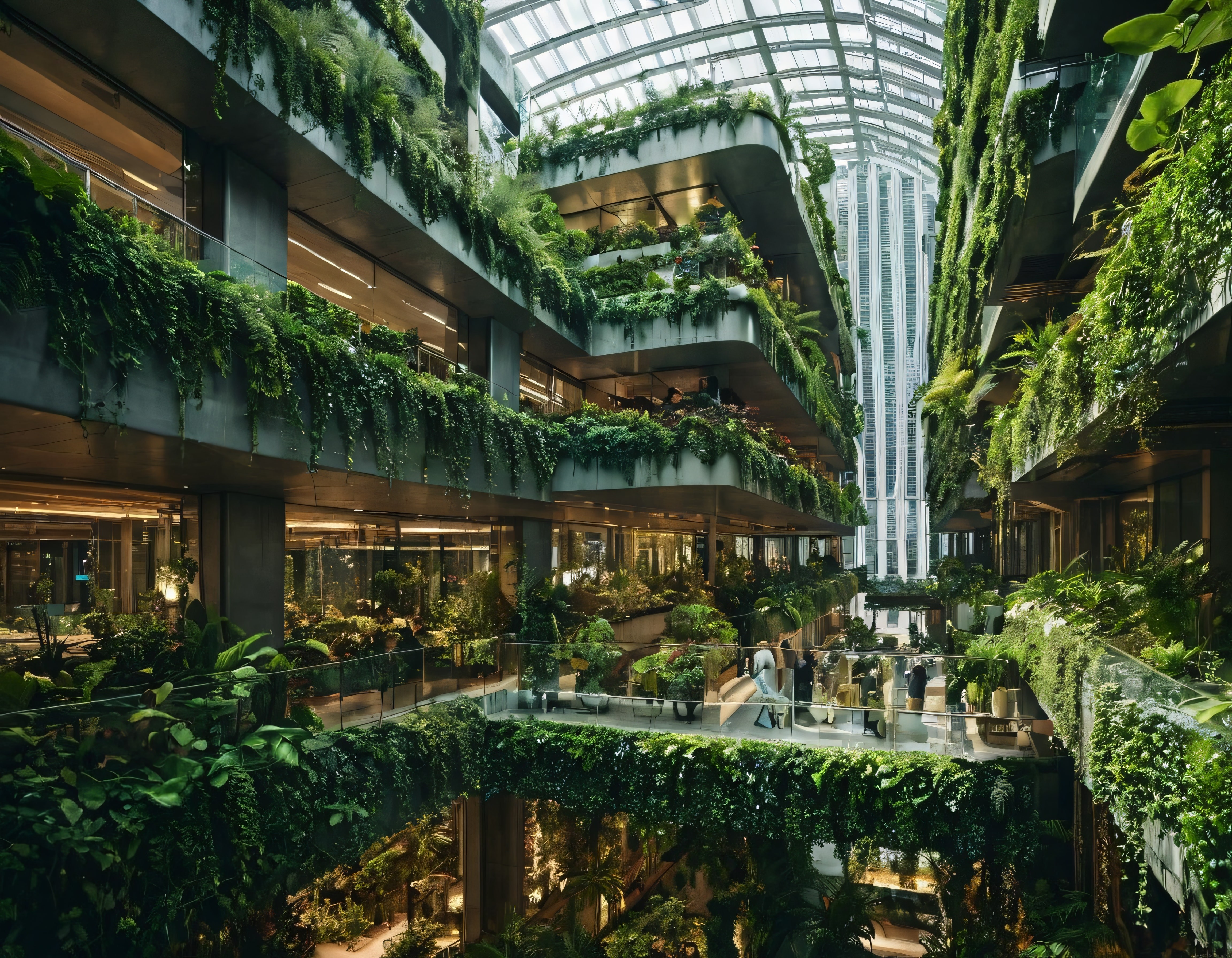 Gökyüzüne Uzanan Yeşil Atrium: Modern Mimari ve Doğanın Eşsiz Uyumu