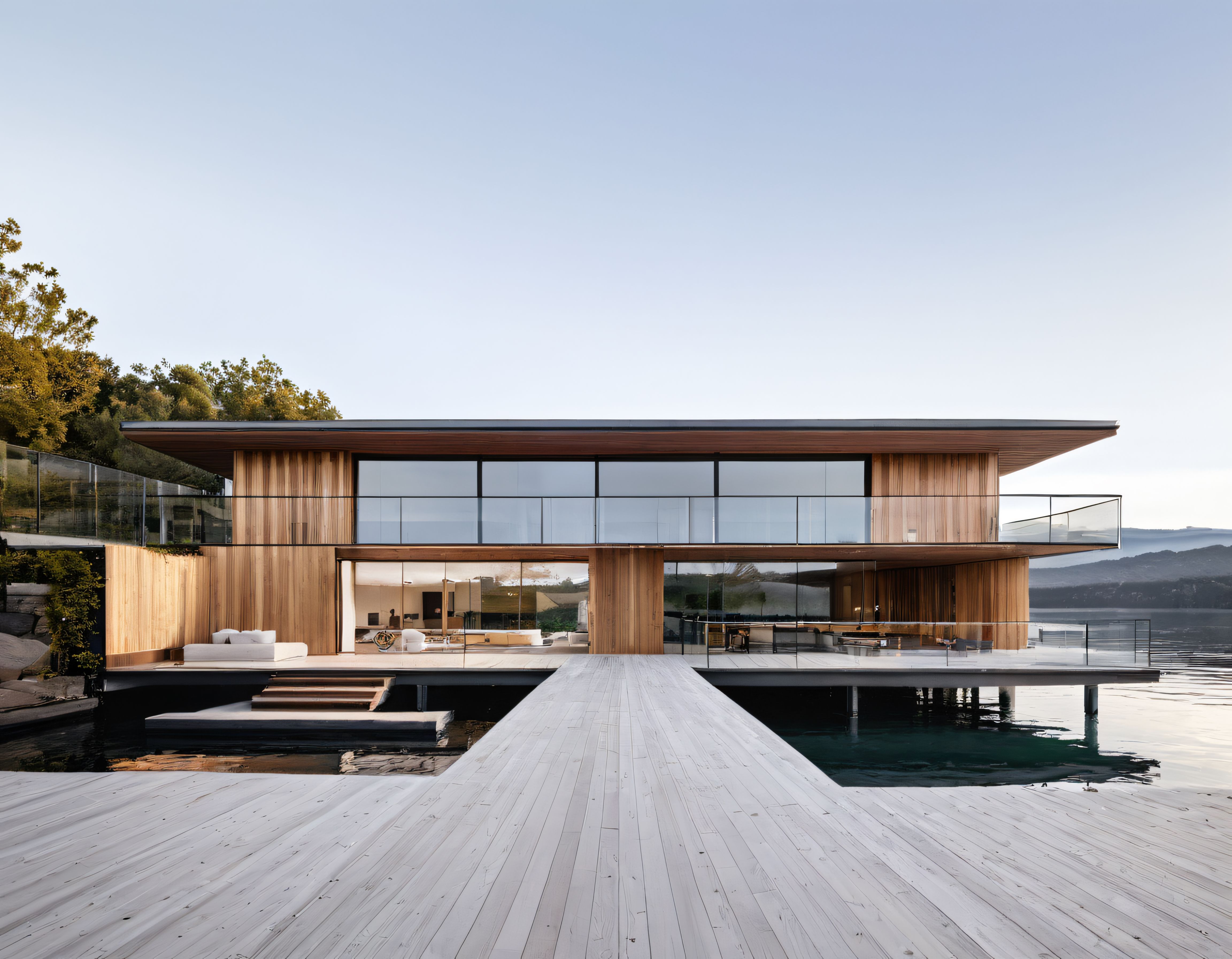 Göl Kenarında Modern Ahşap Villa ve Minimalist Mimari Tasarım
