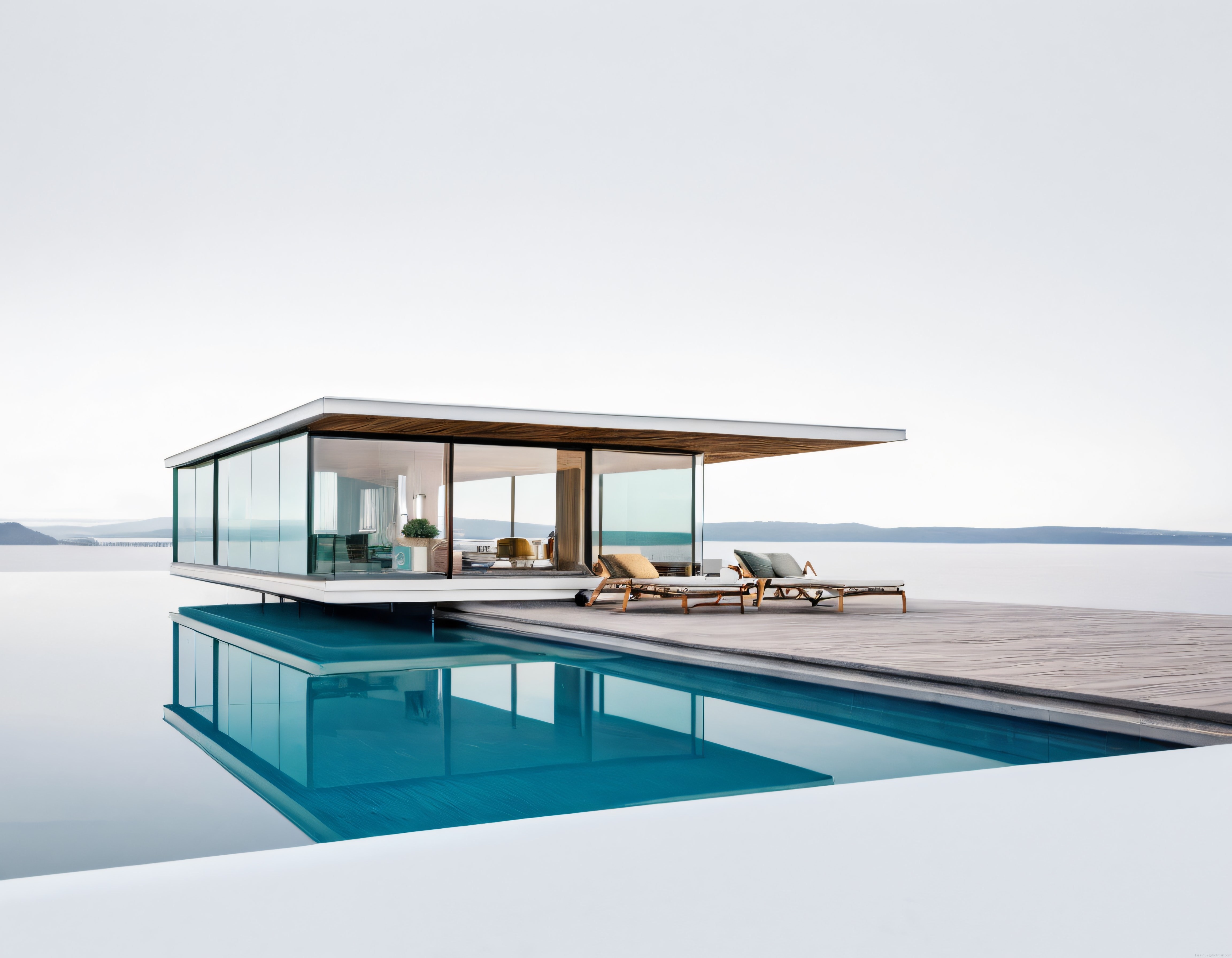 Göl Kenarında Modern Cam Villa ve Sonsuzluk Havuzuyla Minimalist Yaşam