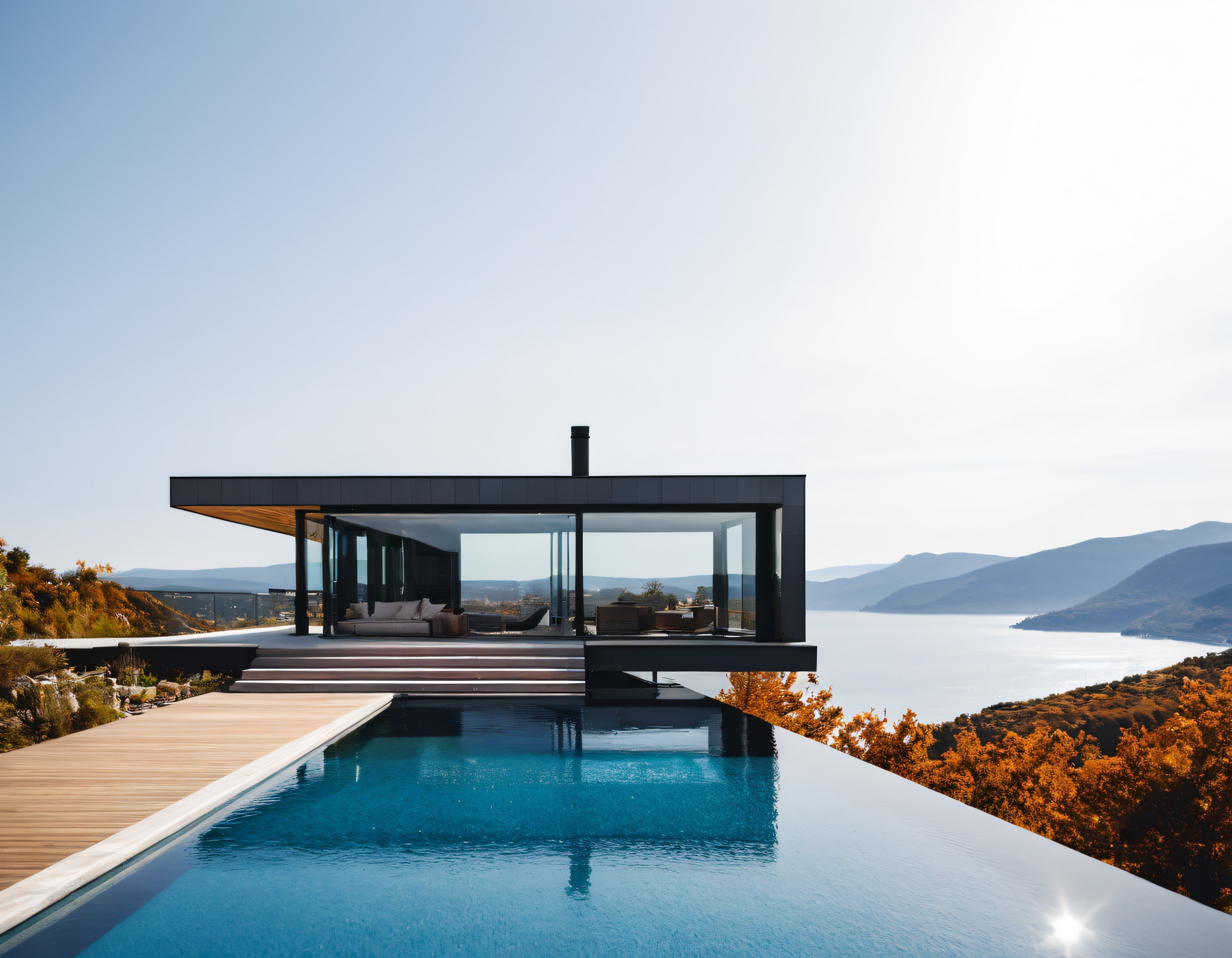 Göl Manzaralı Modern Villa ve Sonsuzluk Havuzuyla Lüks Mimari Tasarım