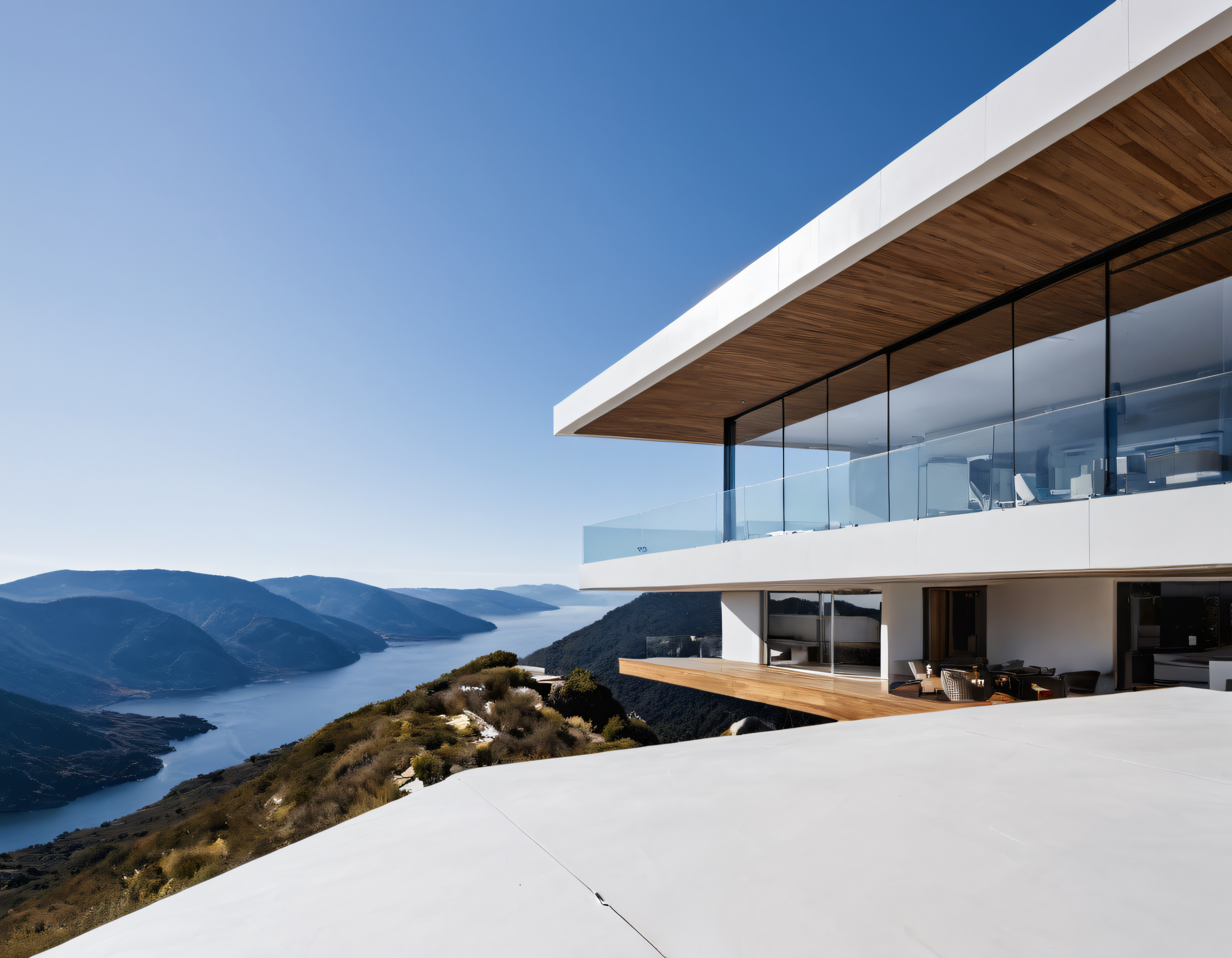 Göl ve Dağ Manzaralı Modern Lüks Villa: Minimalist Mimari Harikası