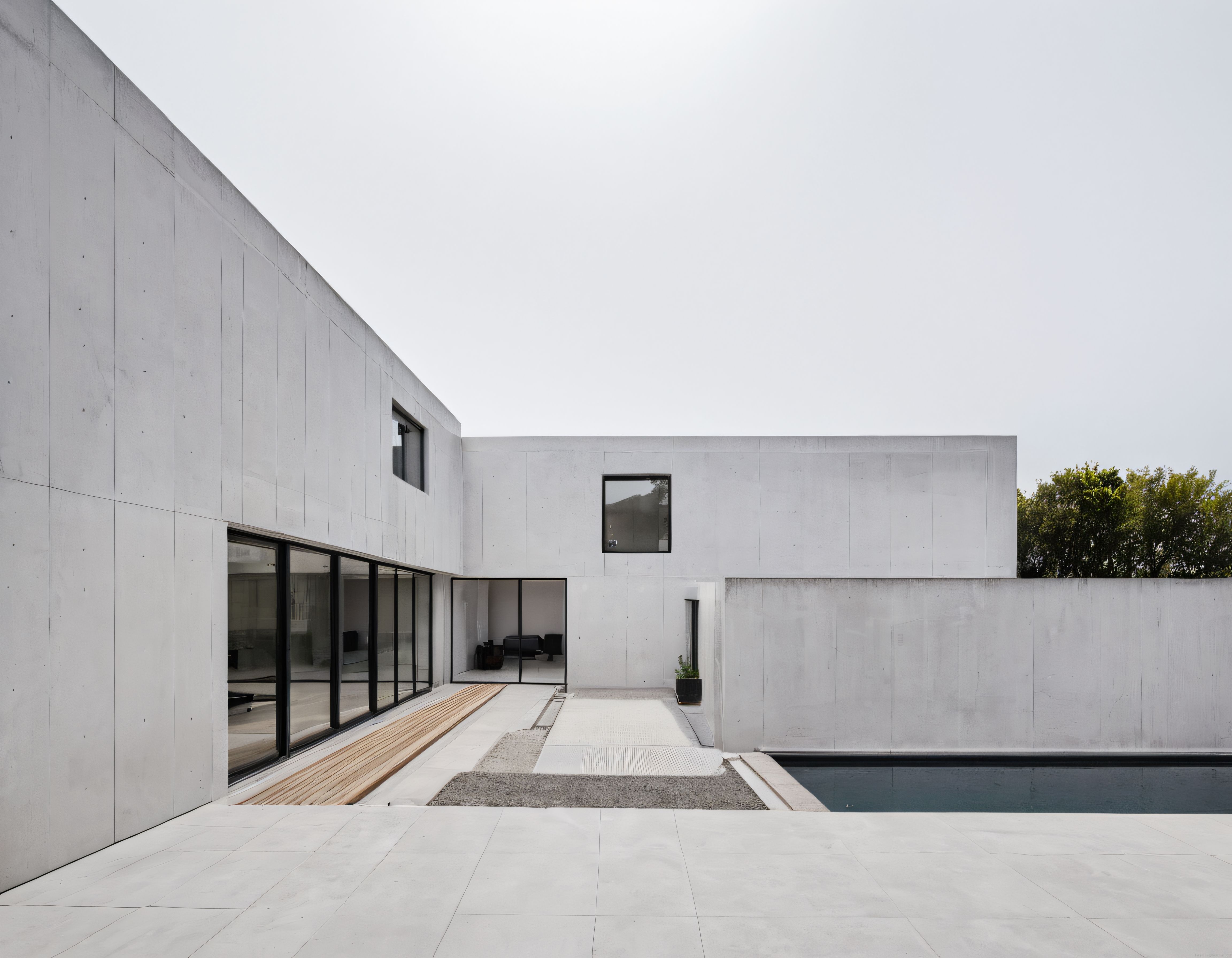 Gölgeli Avlulu Minimalist Beton Villa: Modern Mimari ve Sessiz Lüks
