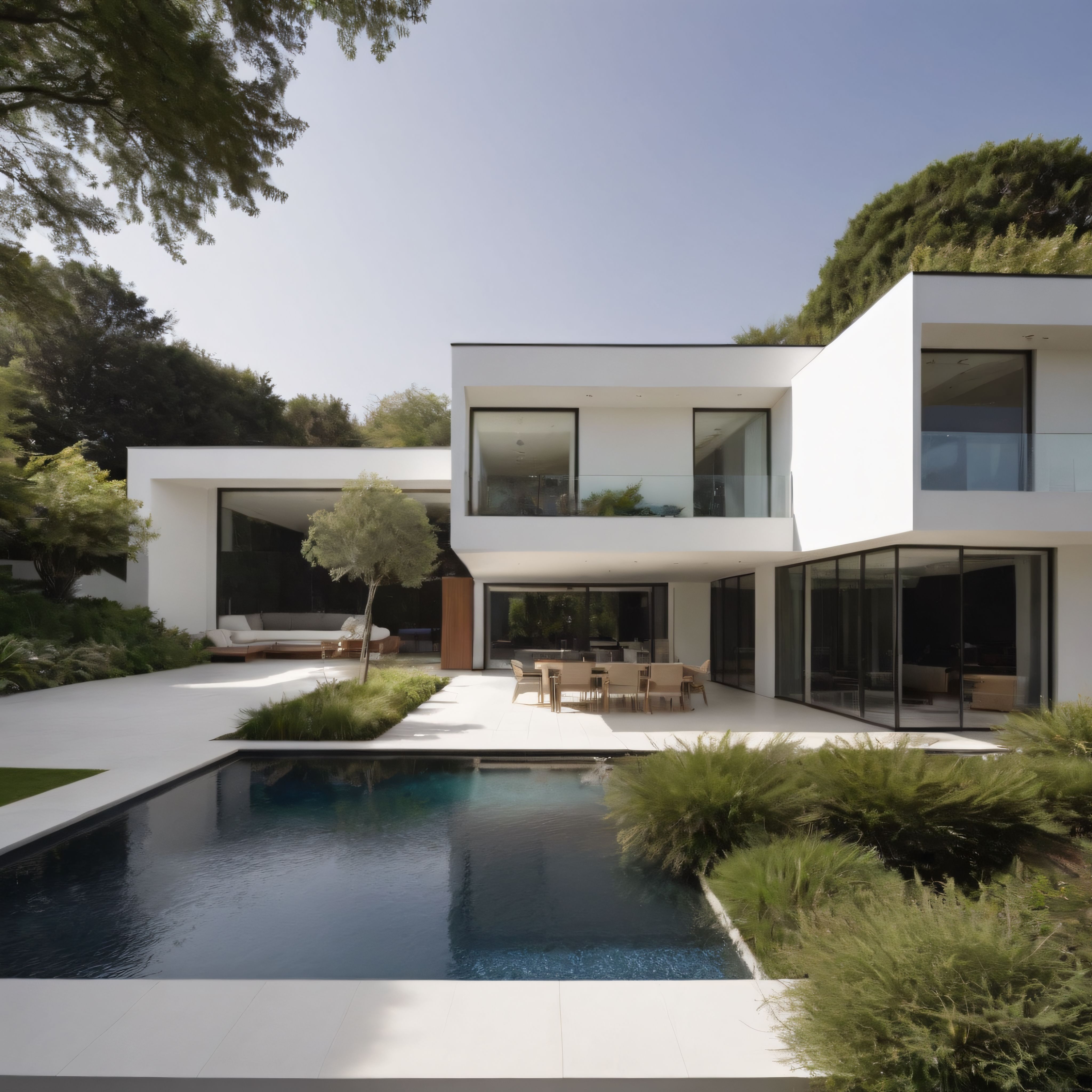 Gölgesel Havuzlu ve Çevre Dostu Yeşil Çatılı Modern Lüks Villa