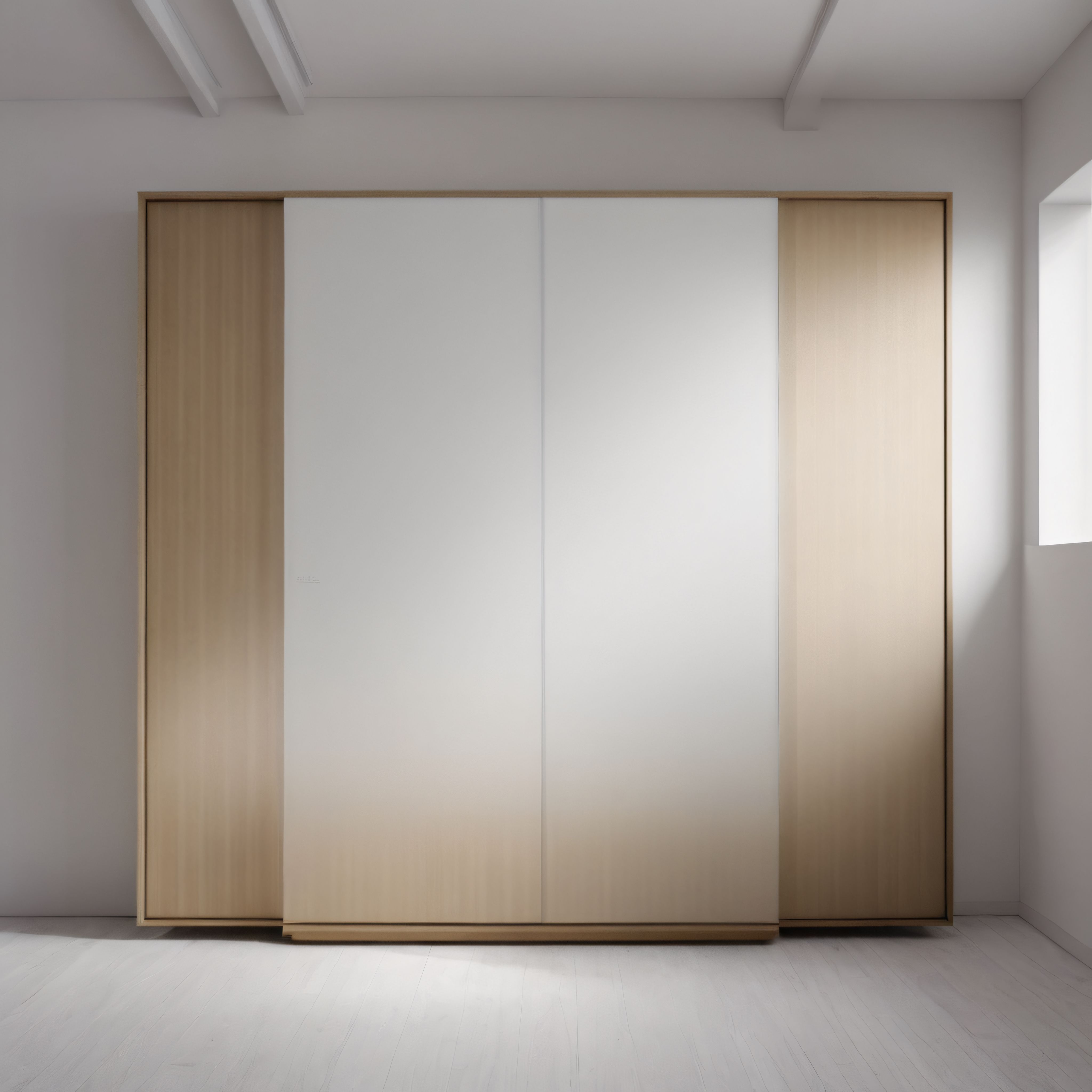 gömme dolaplı modern iç mekanda aydınlık atmosfer ve sade dekorasyon detayları
