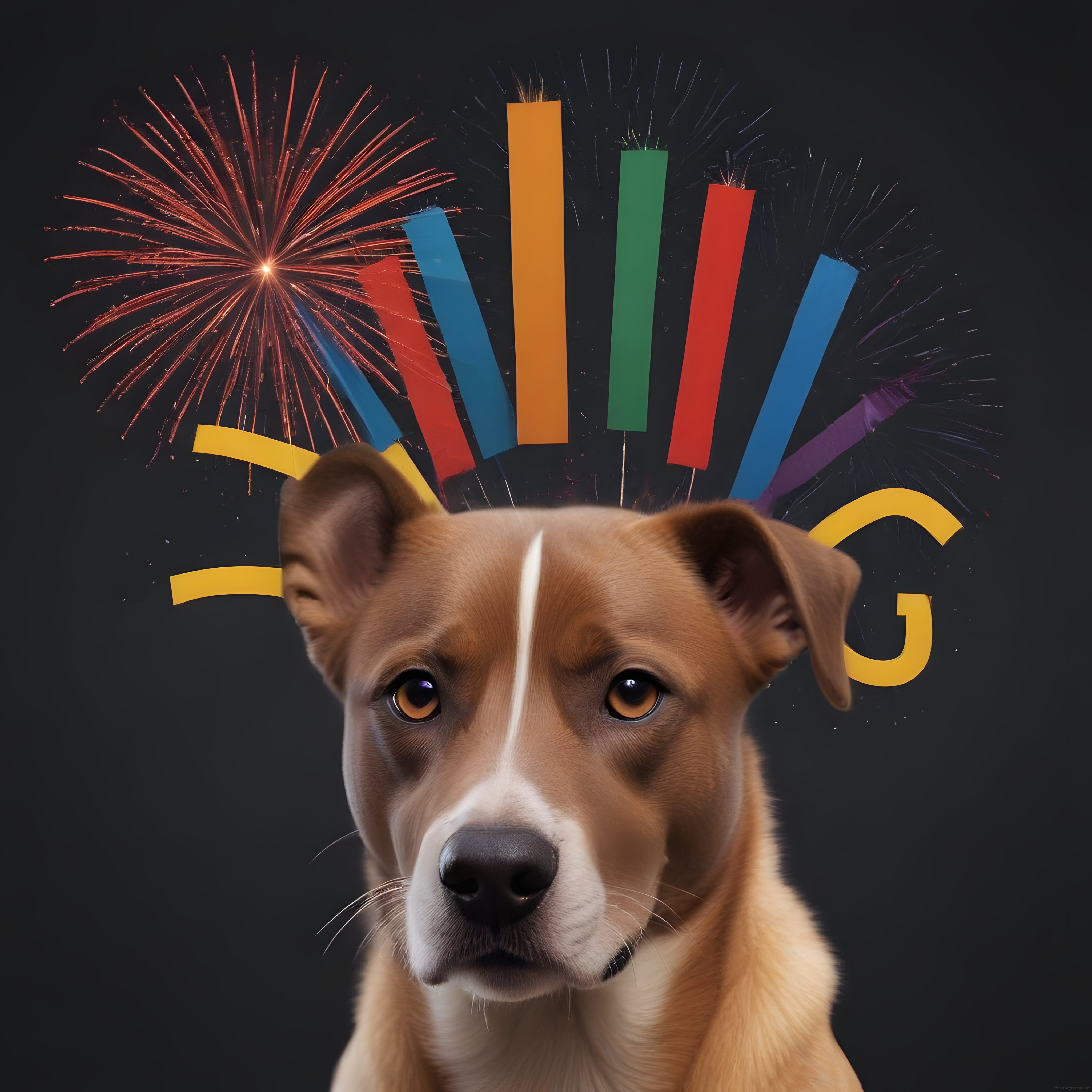 Google tarzı kutlama arka planında sevimli köpek yavrusu portresi