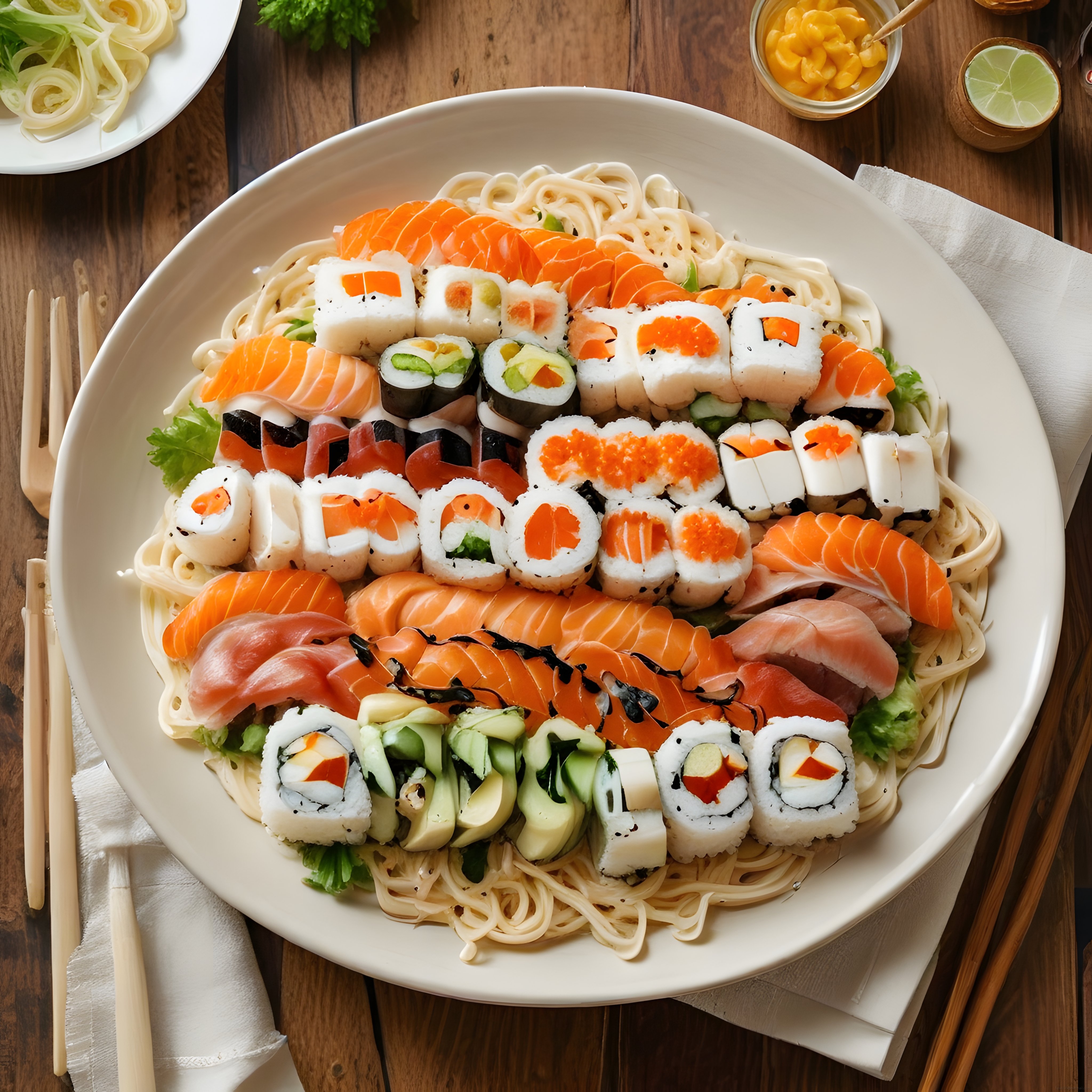Gösterişli sushi ve sashimi sunumu: Japon mutfağından lezzet dolu bir tabak