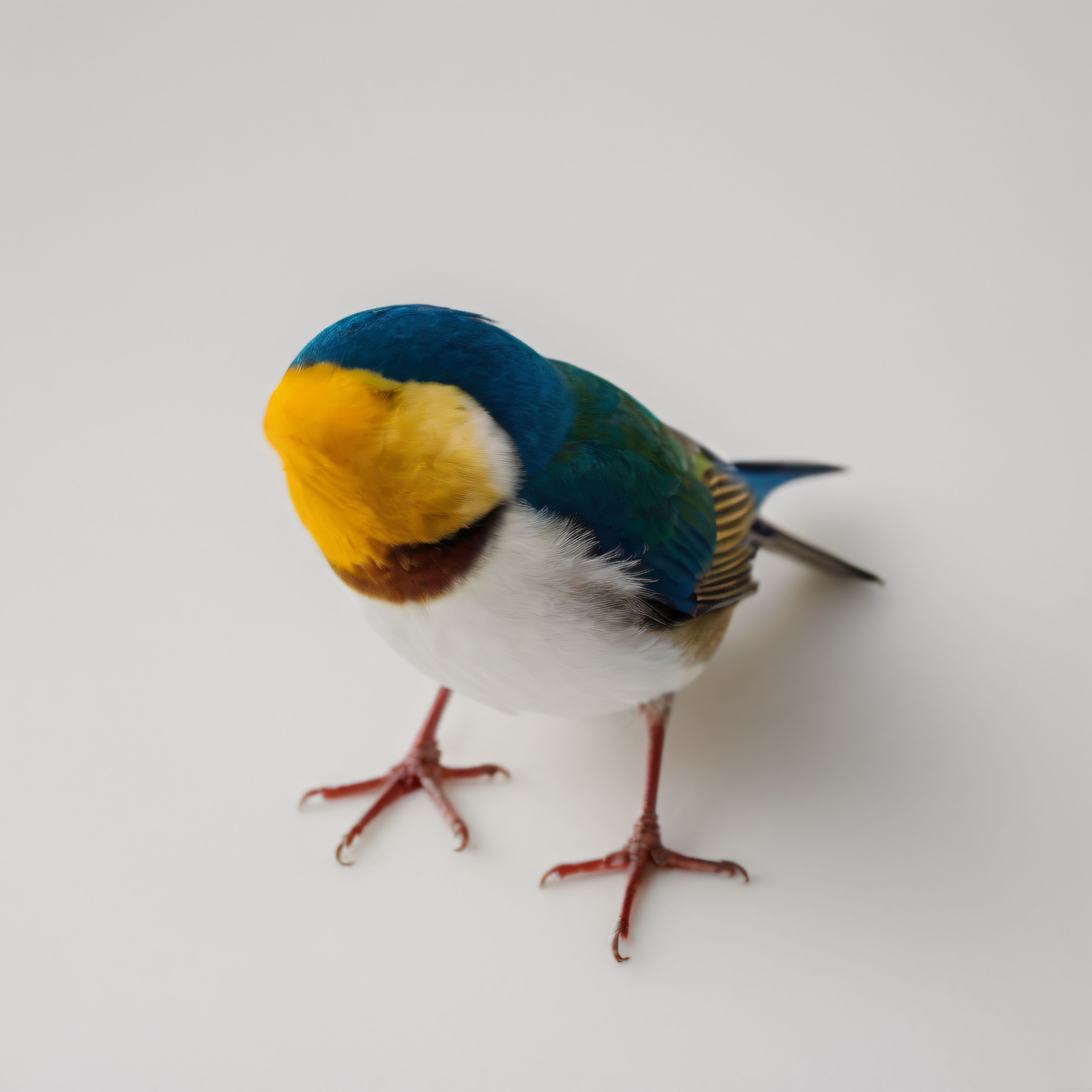 Gouldian Finch: Beyaz Arka Planda Renkli Egzotik Kuşun Sade Portresi