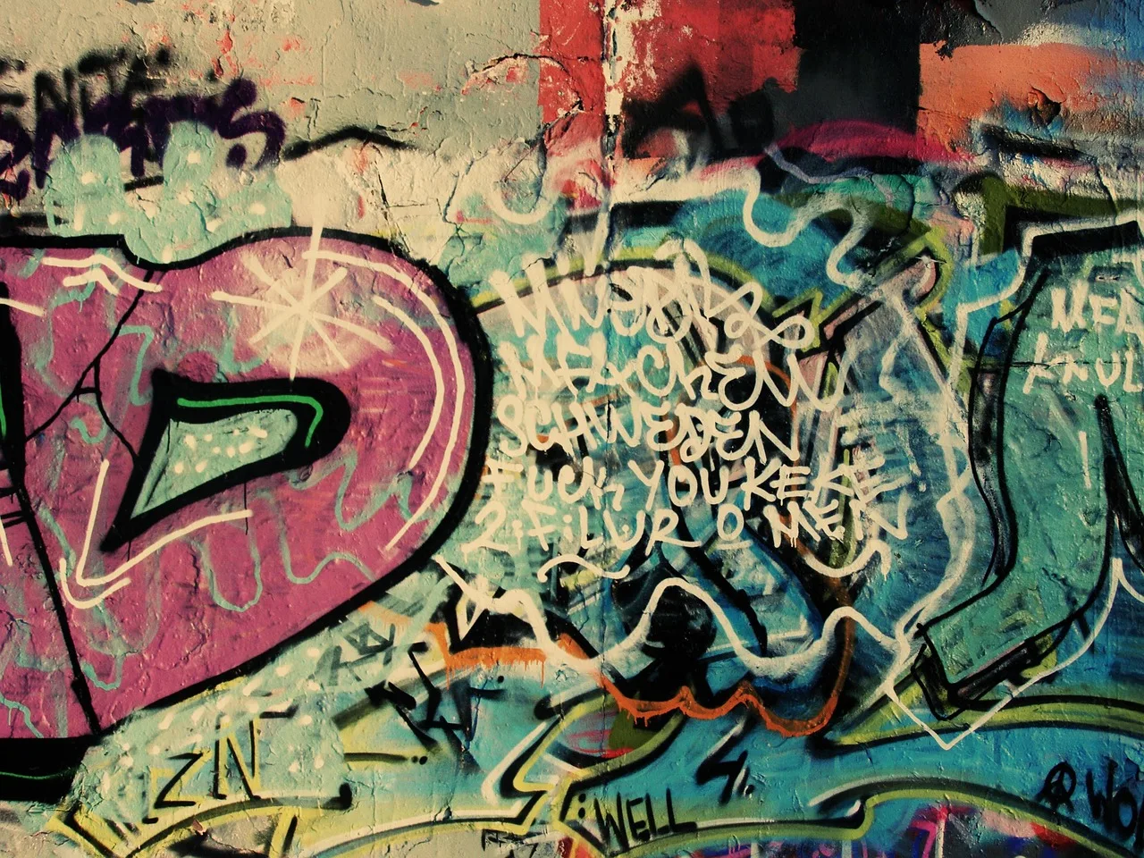 Graffiti duvar resmi - renkli şehir sanatı