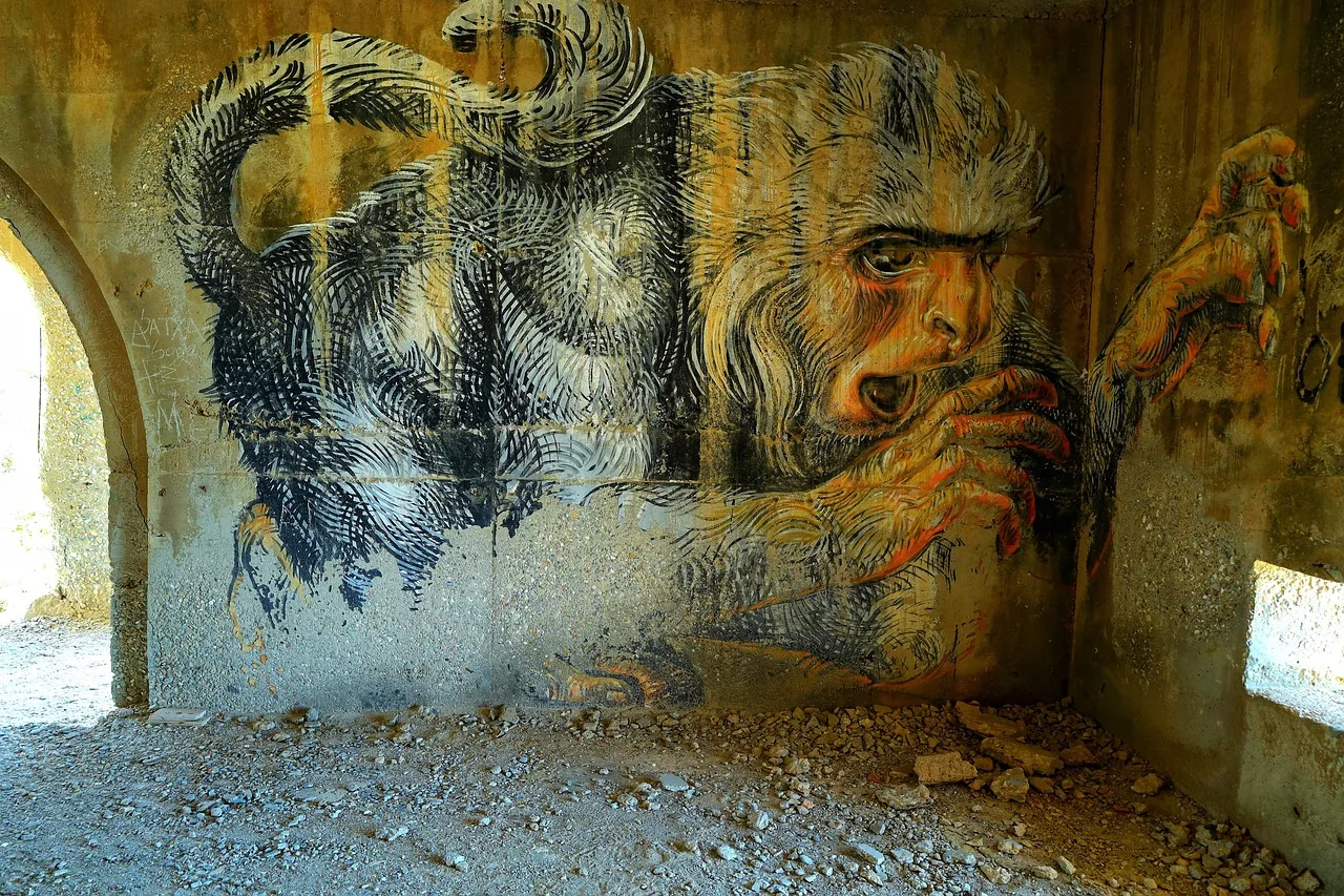 Graffiti duvar resmi - terk edilmiş yunanistan sahası