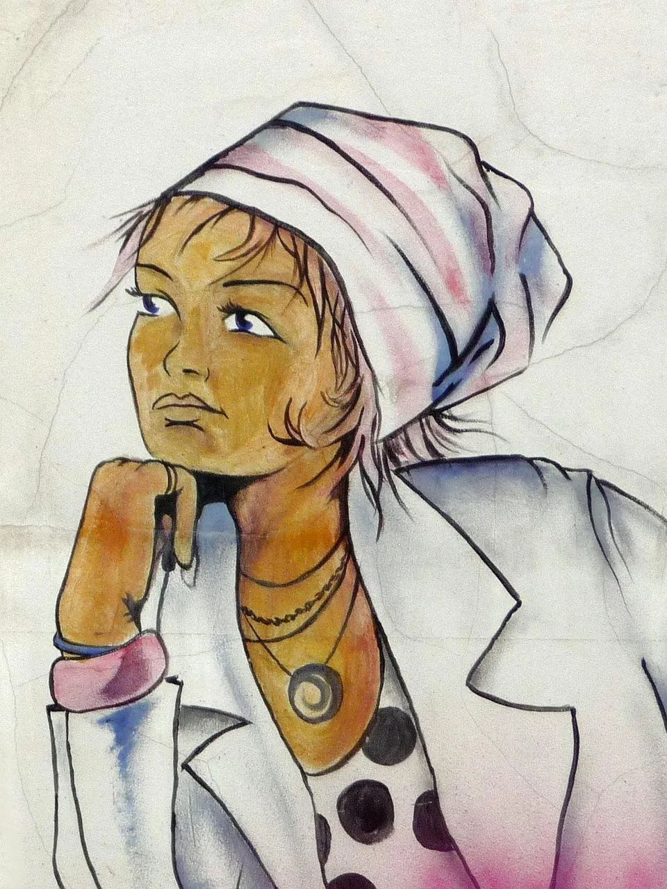Graffiti kadın portresi duvar üzerine - sokak sanatı