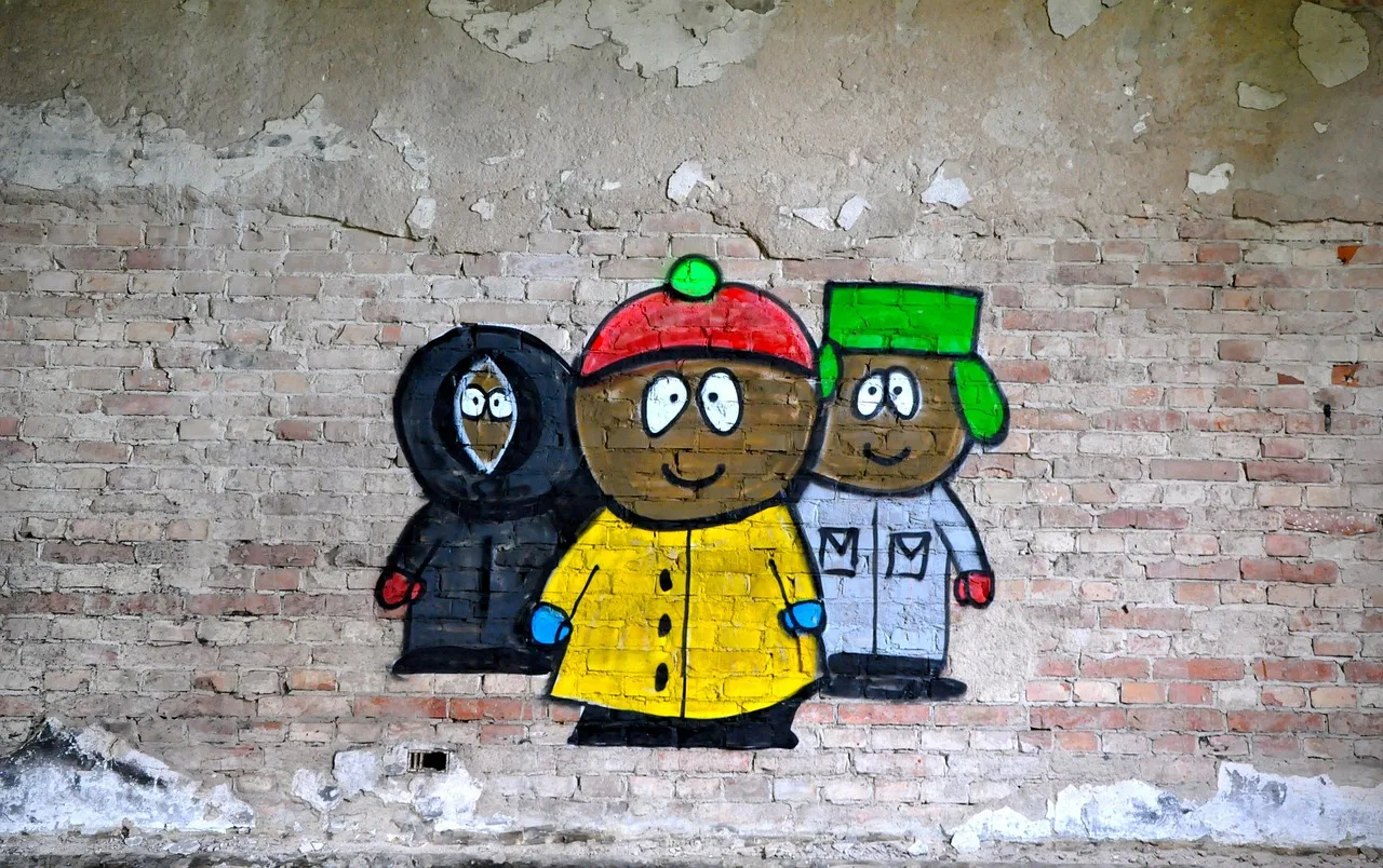 Graffiti tarzı Güney Park duvar resmi renkli çizgi film