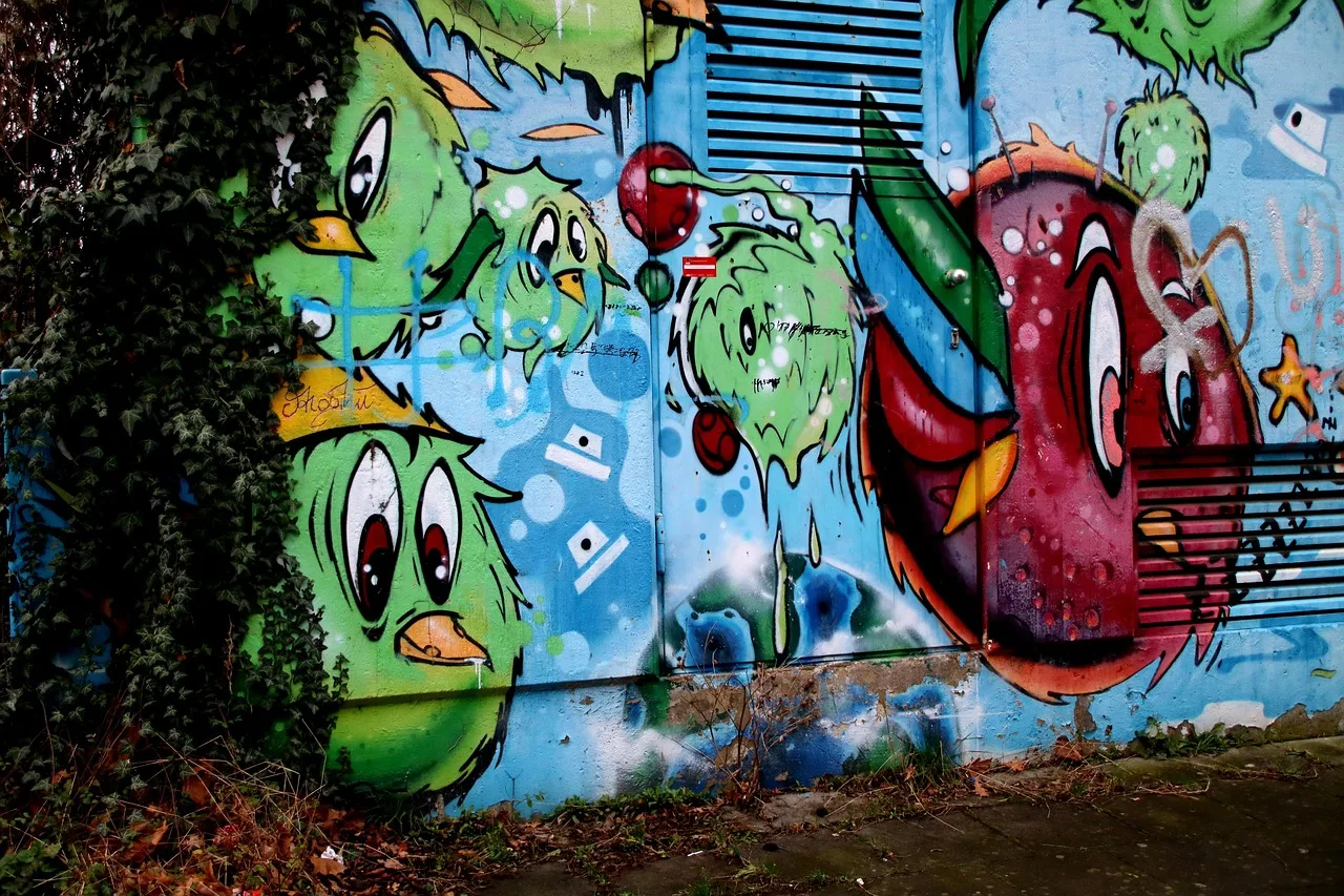 Grafiti duvar resmi - renkli şehir sanatı