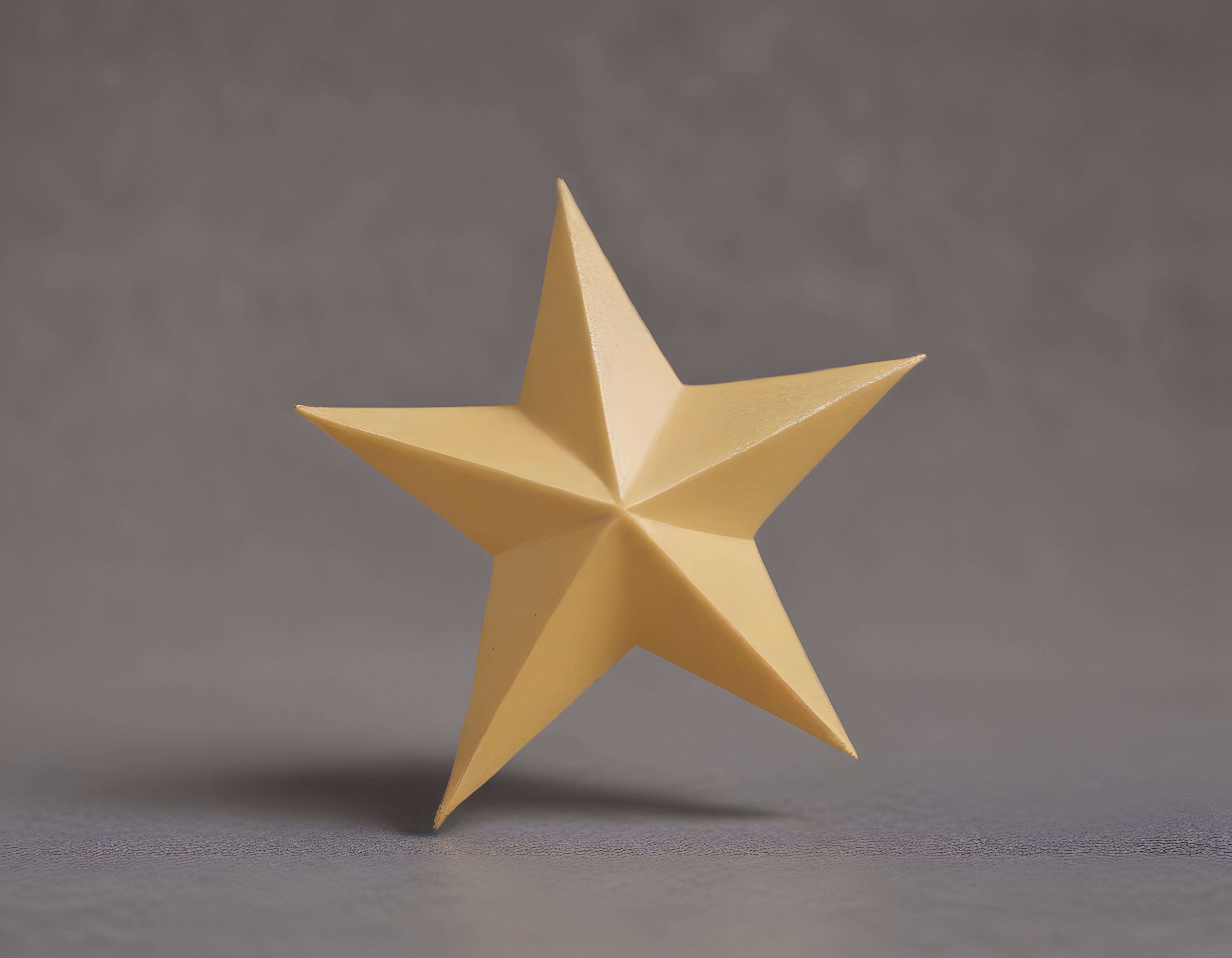 Gri Arka Planda Sarı Origami Yıldız: Minimalist Kağıt Katlama Sanatı Örneği