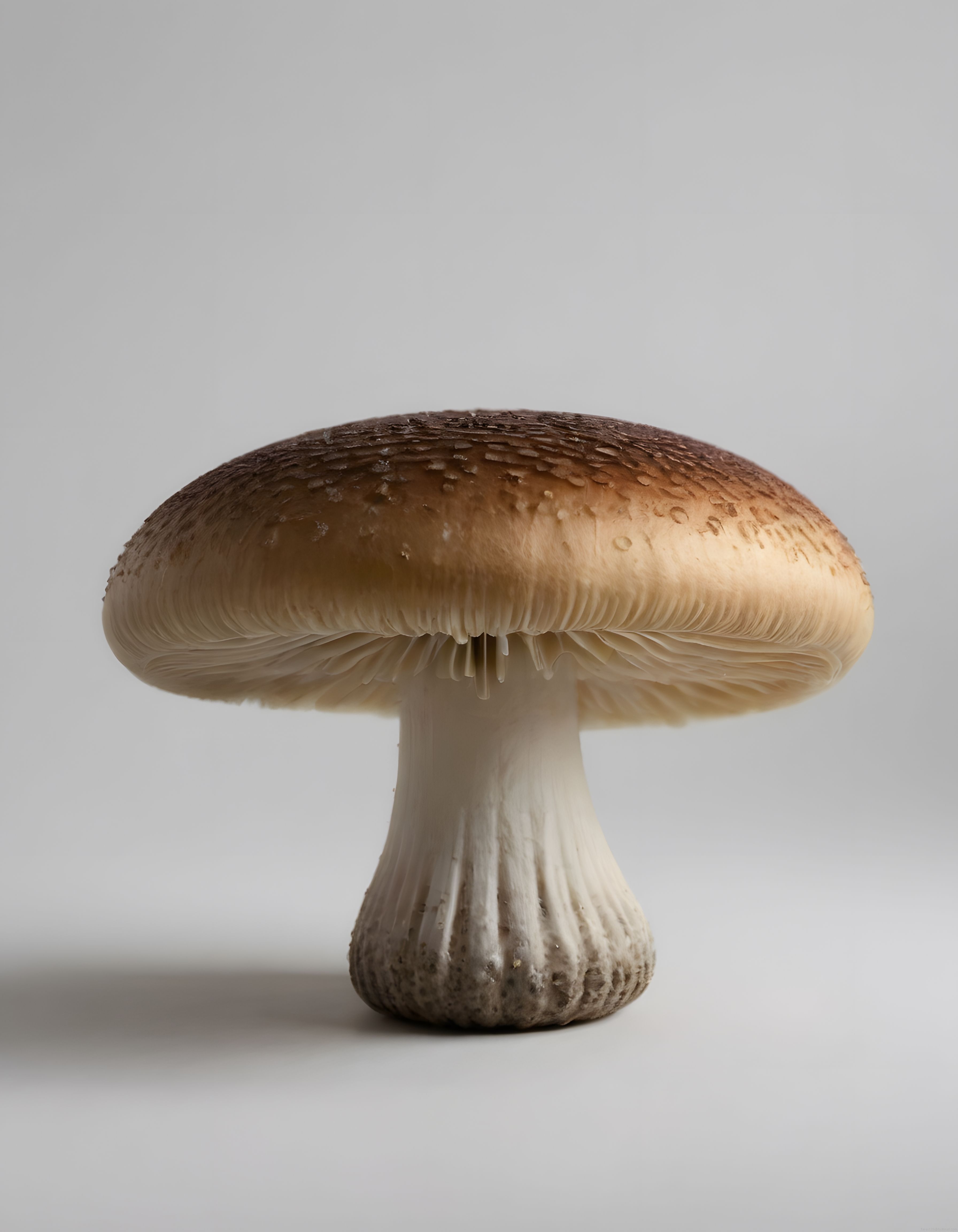 Gri Arka Planda Taze Shiitake Mantarı Detaylı Stüdyo Fotoğrafı