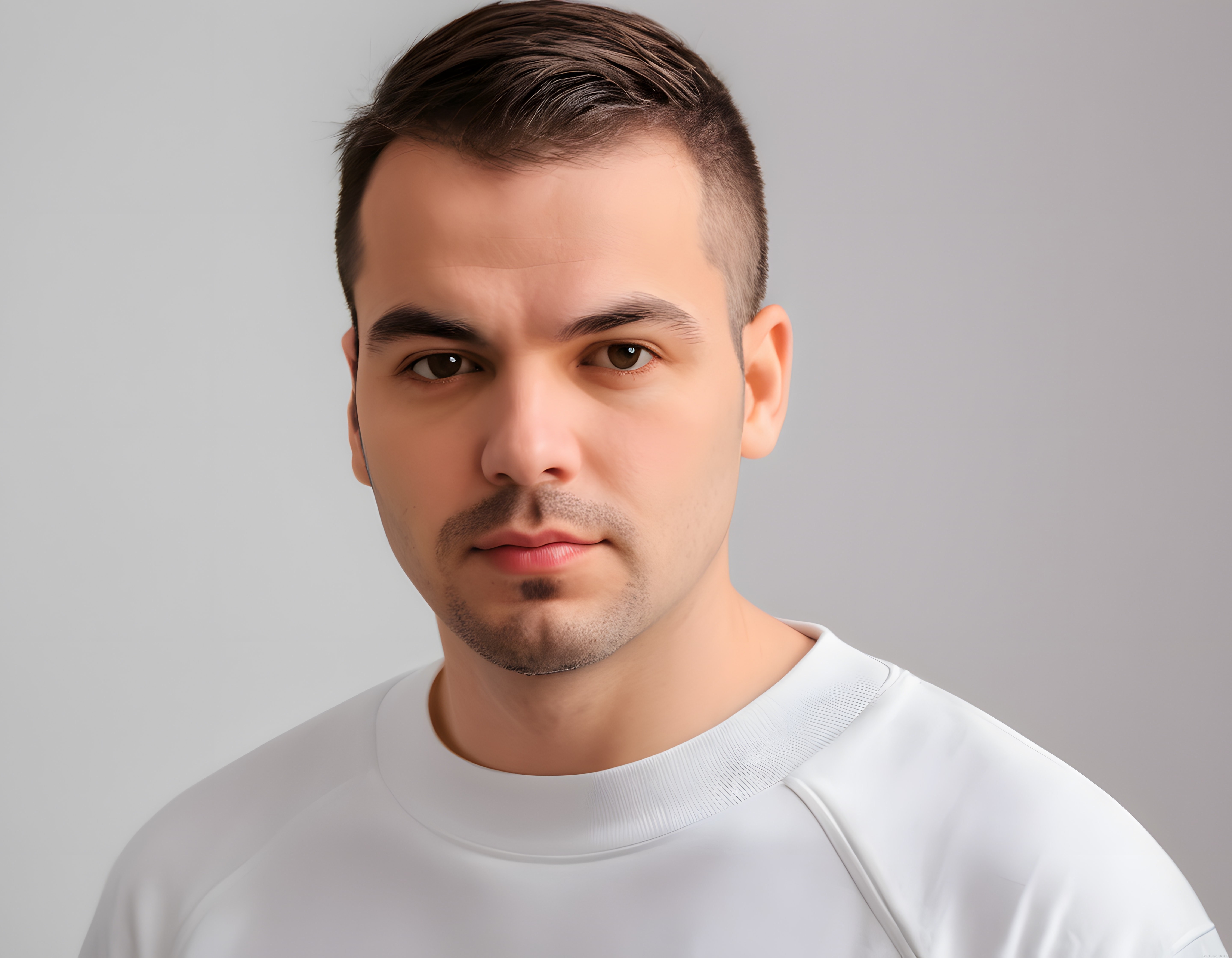 Gri Fon Üzerinde Modern Saç Kesimli Genç Erkek Portre Fotoğrafı