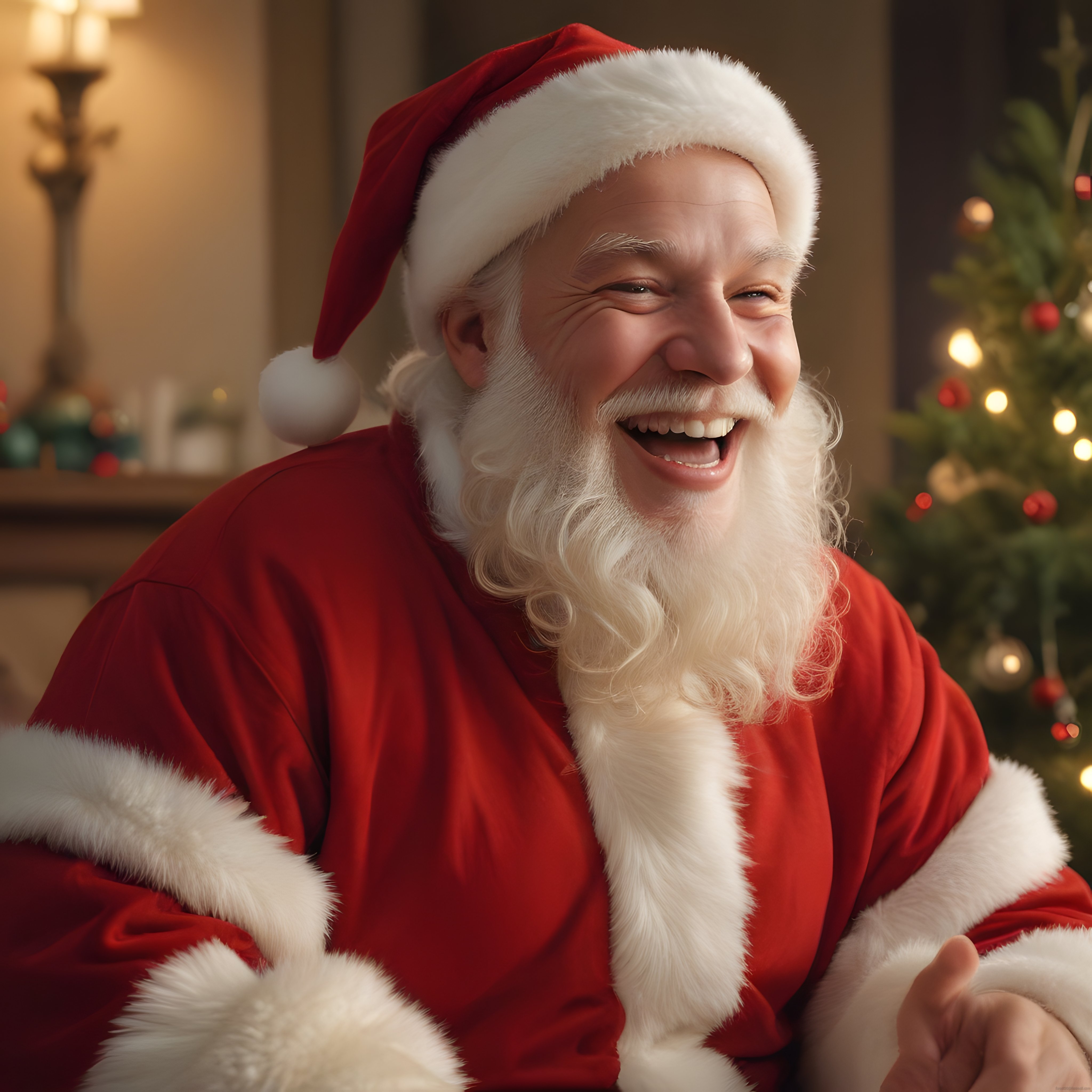 Gülen Noel Baba ve Işıltılı Yılbaşı Ağacıyla Sıcacık Tatil Atmosferi
