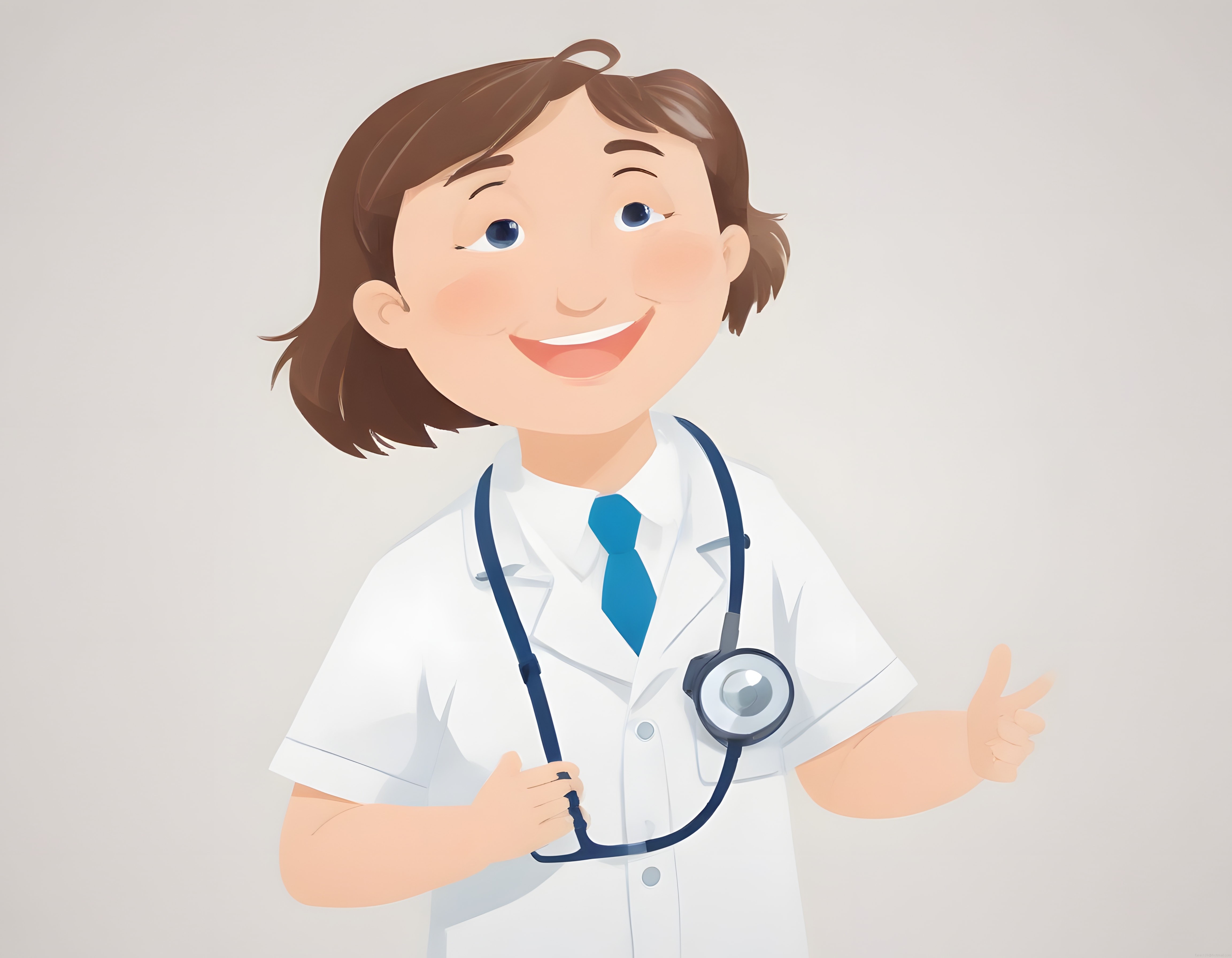 Güleryüzlü Kadın Doktor İllüstrasyonu: Steteskoplu Sağlık Çalışanı