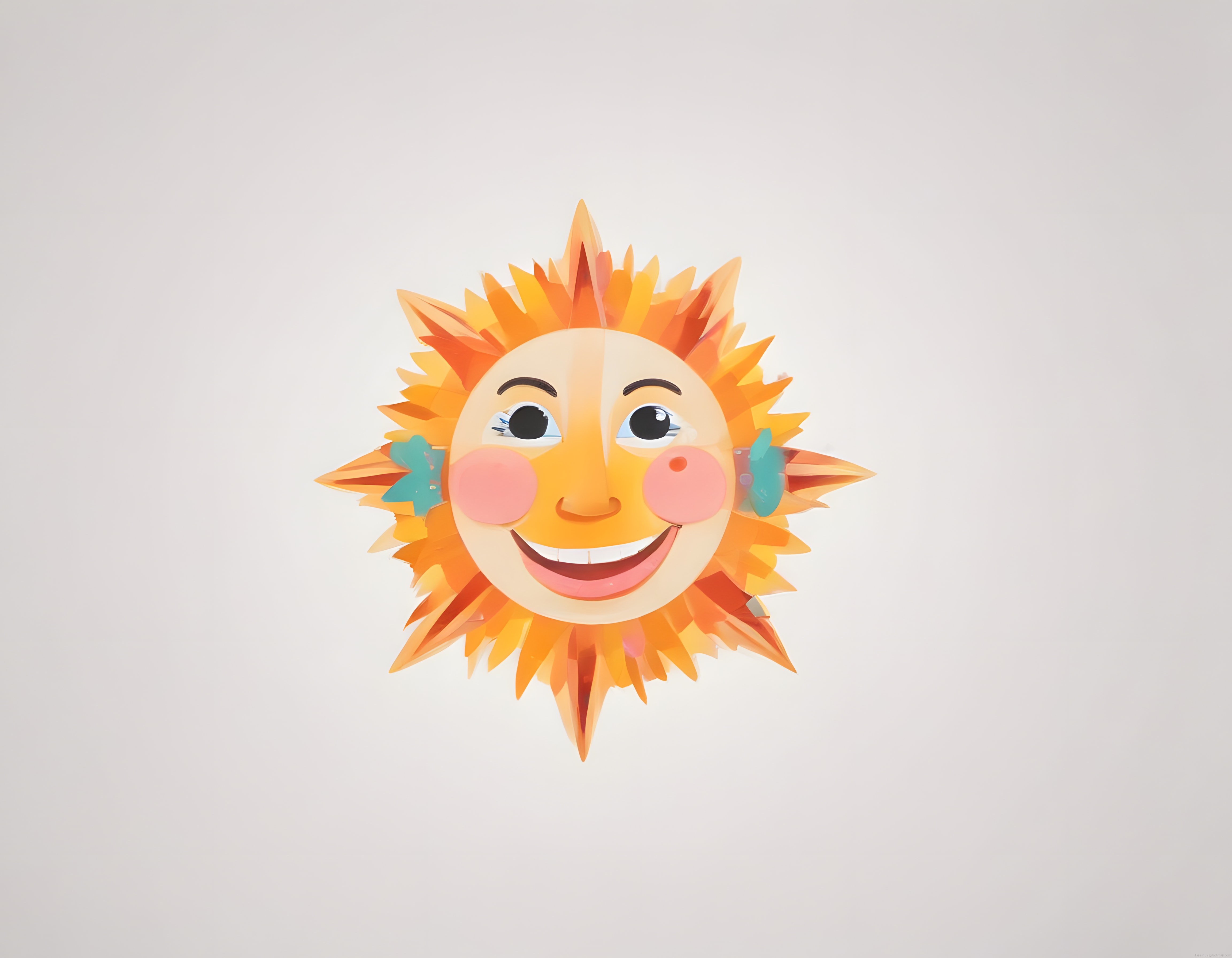 Gülümseyen 3D Güneş Maskotu: Renkli ve Dekoratif Karakter Tasarımı