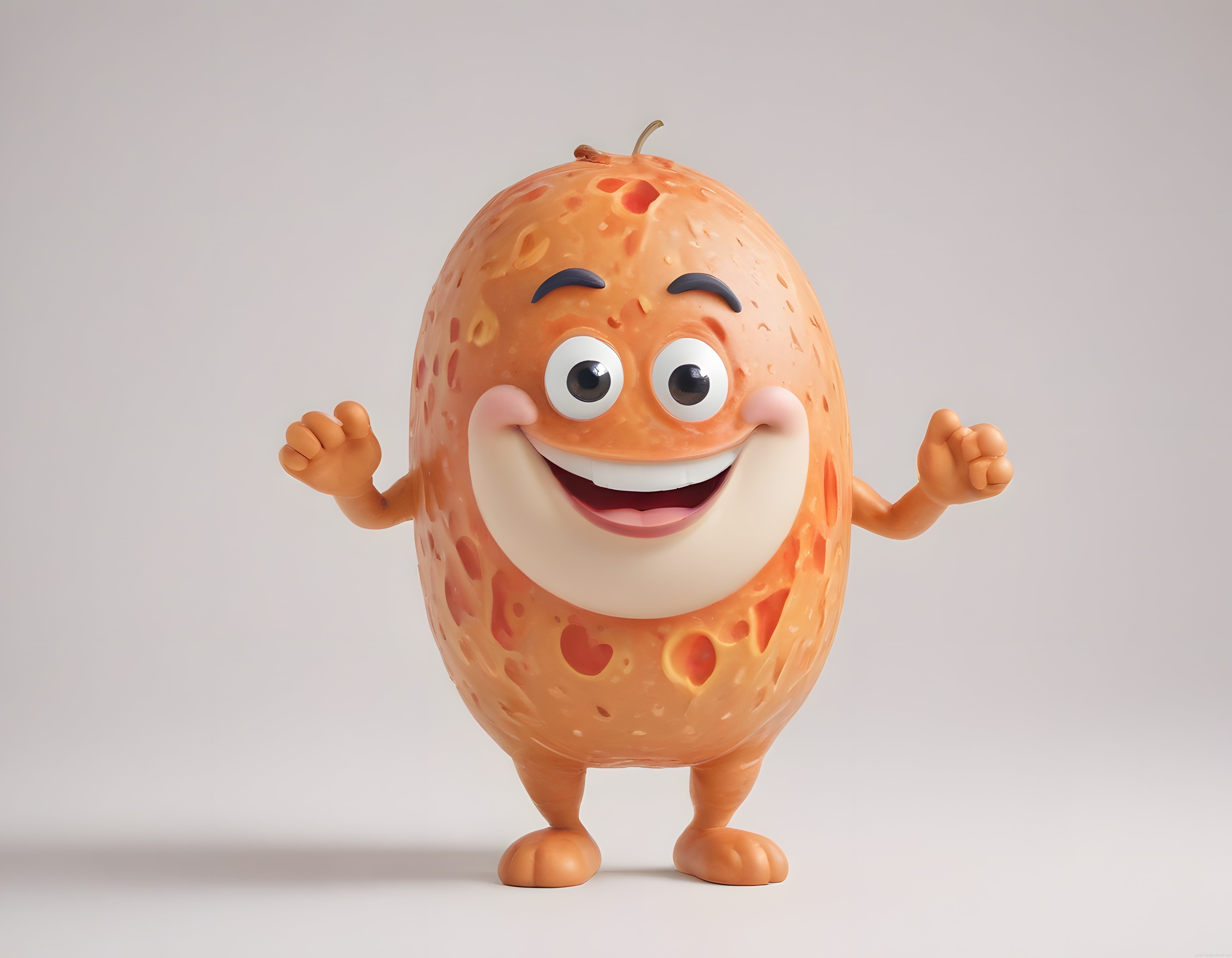 Gülümseyen 3D Meyve Karakteri: Sevimli Turuncu Maskot Tasarımı