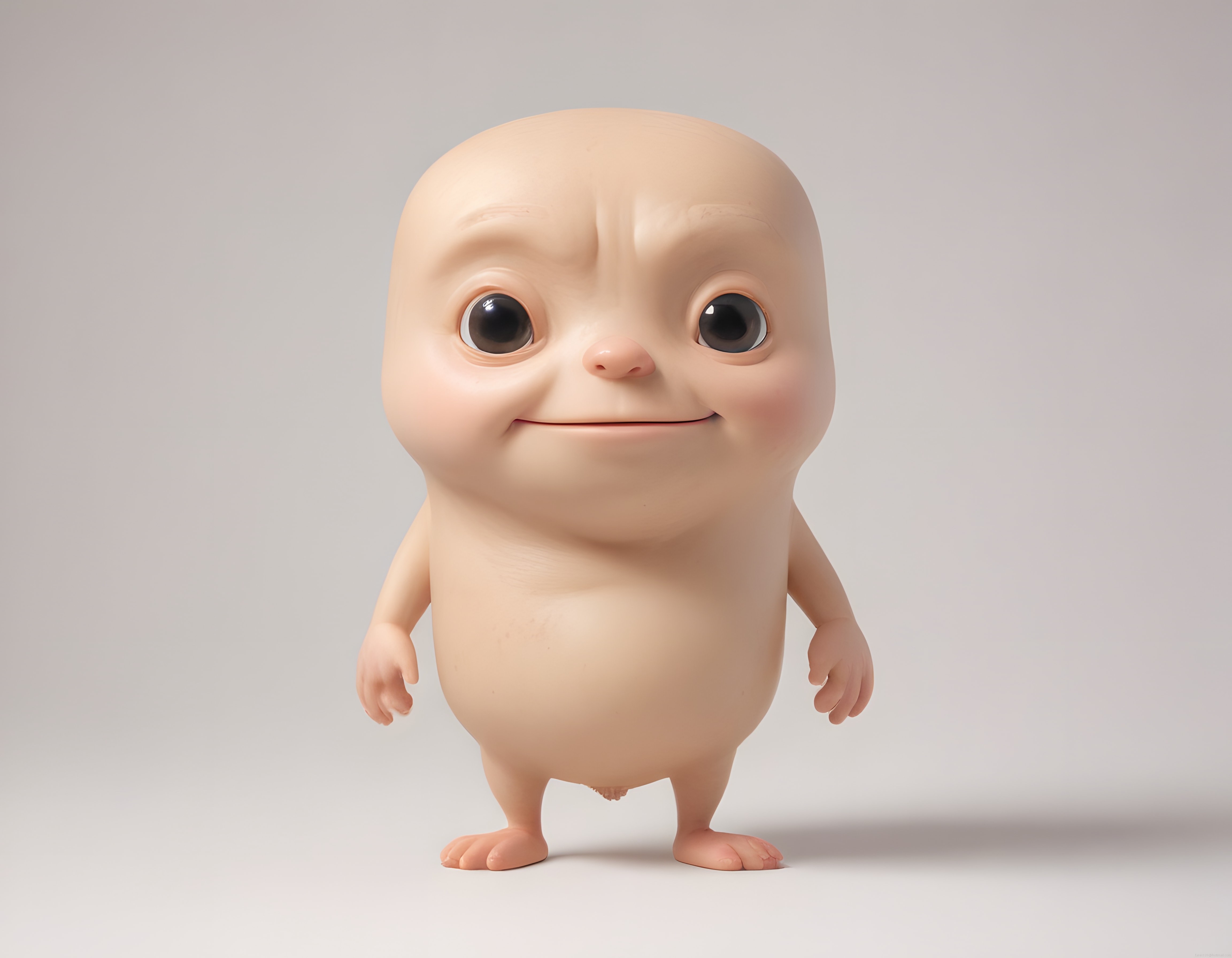 Gülümseyen Dev Kafalı Bebek: Ürkütücü Gerçekçi 3D Karakter ve Render Çalışması