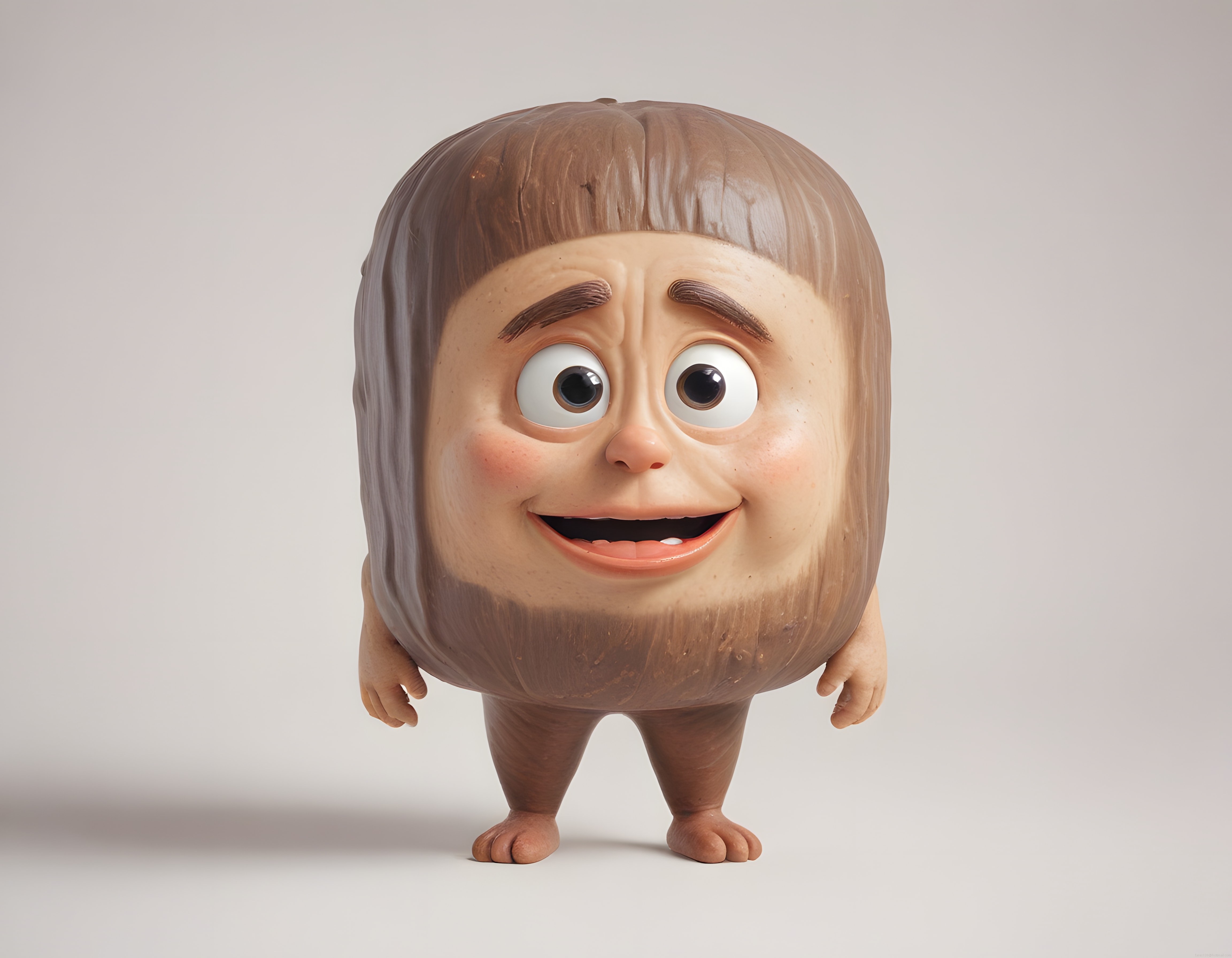 Gülümseyen Fındık Adam 3D Model: Sevimli Animasyon Karakteri Tasarımı