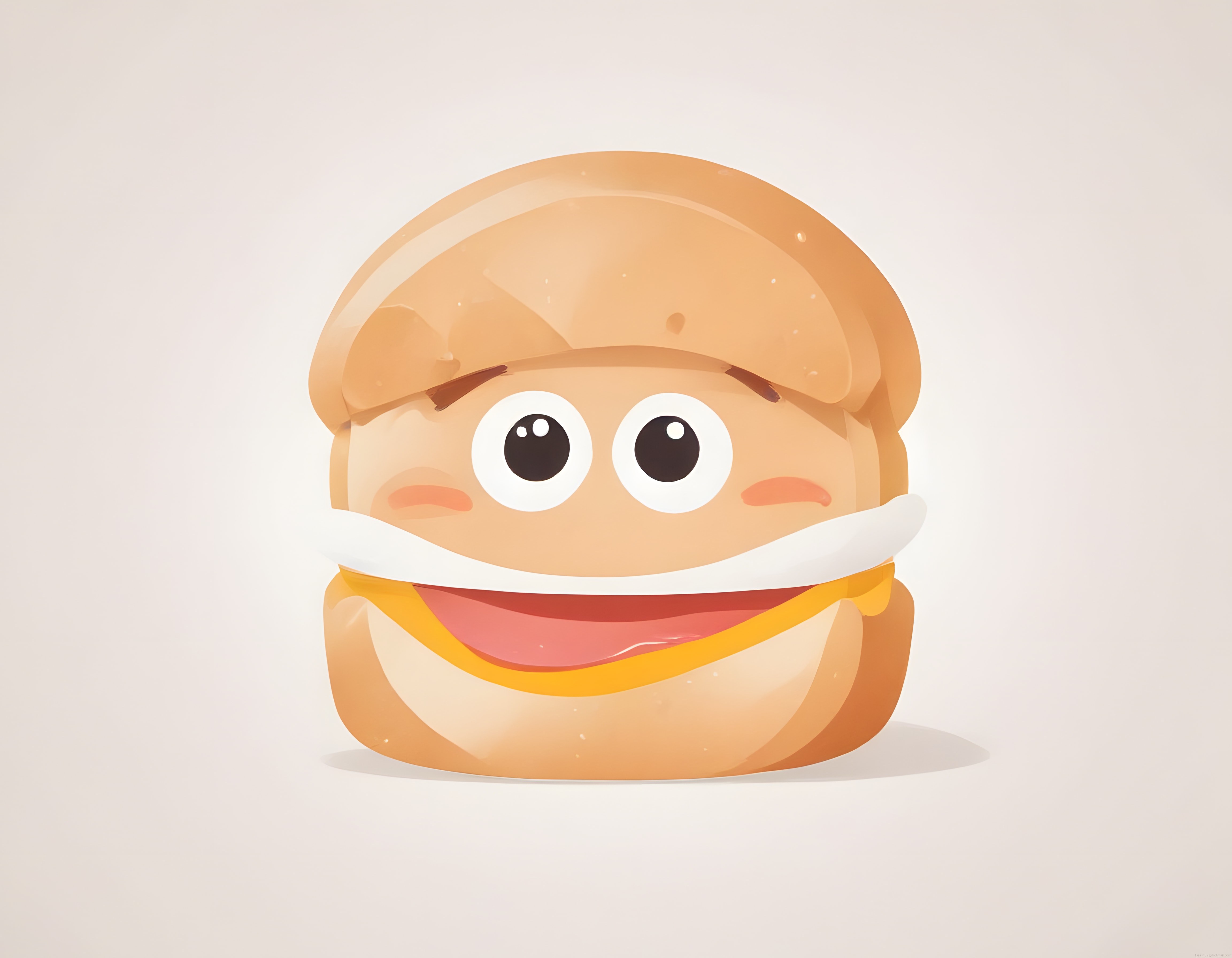 Gülümseyen Hamburger Karakteri: Anime Stili Sevimli Dijital İllüstrasyon