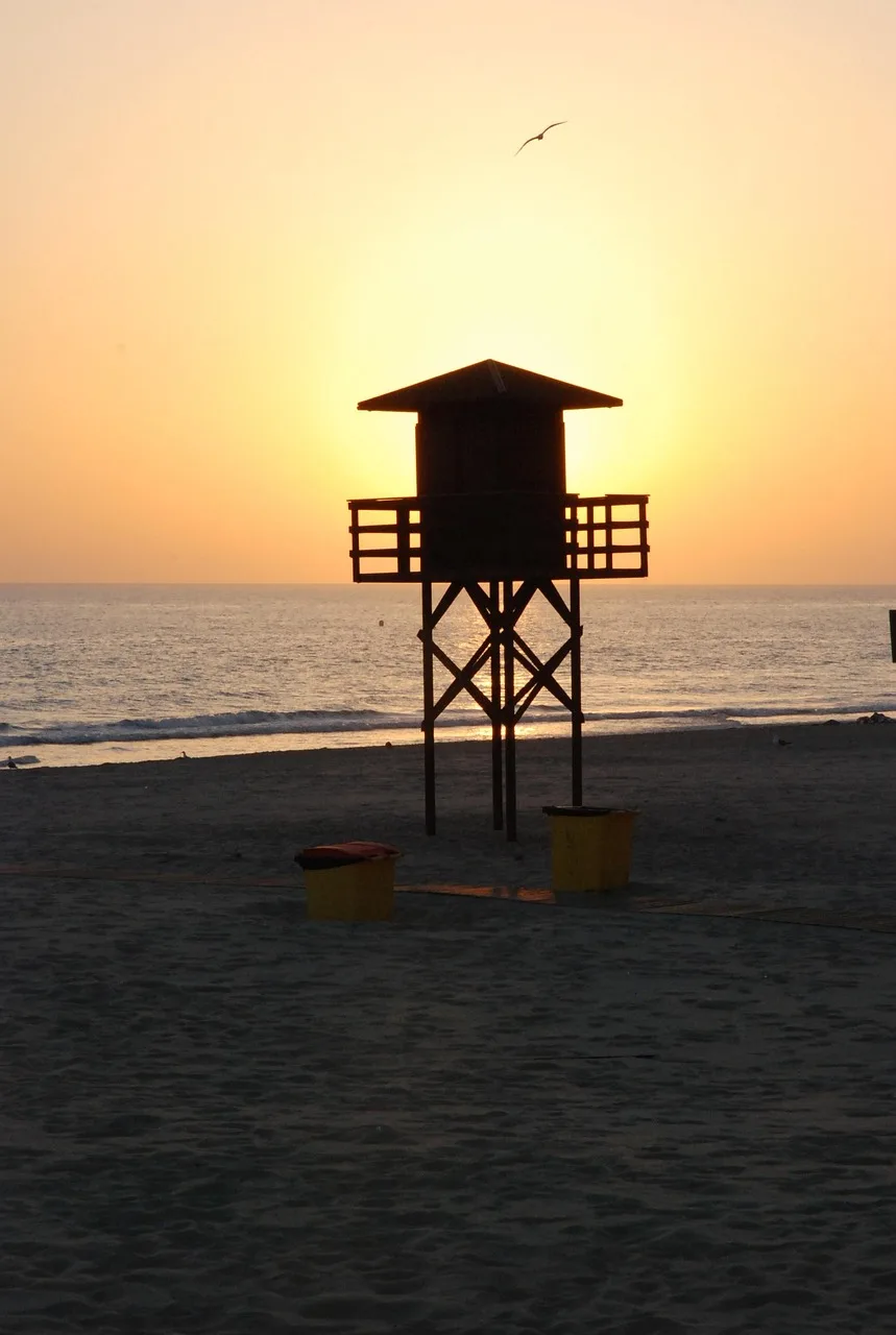 Gün batımı Cadiz plajı - doğa fotoğrafı