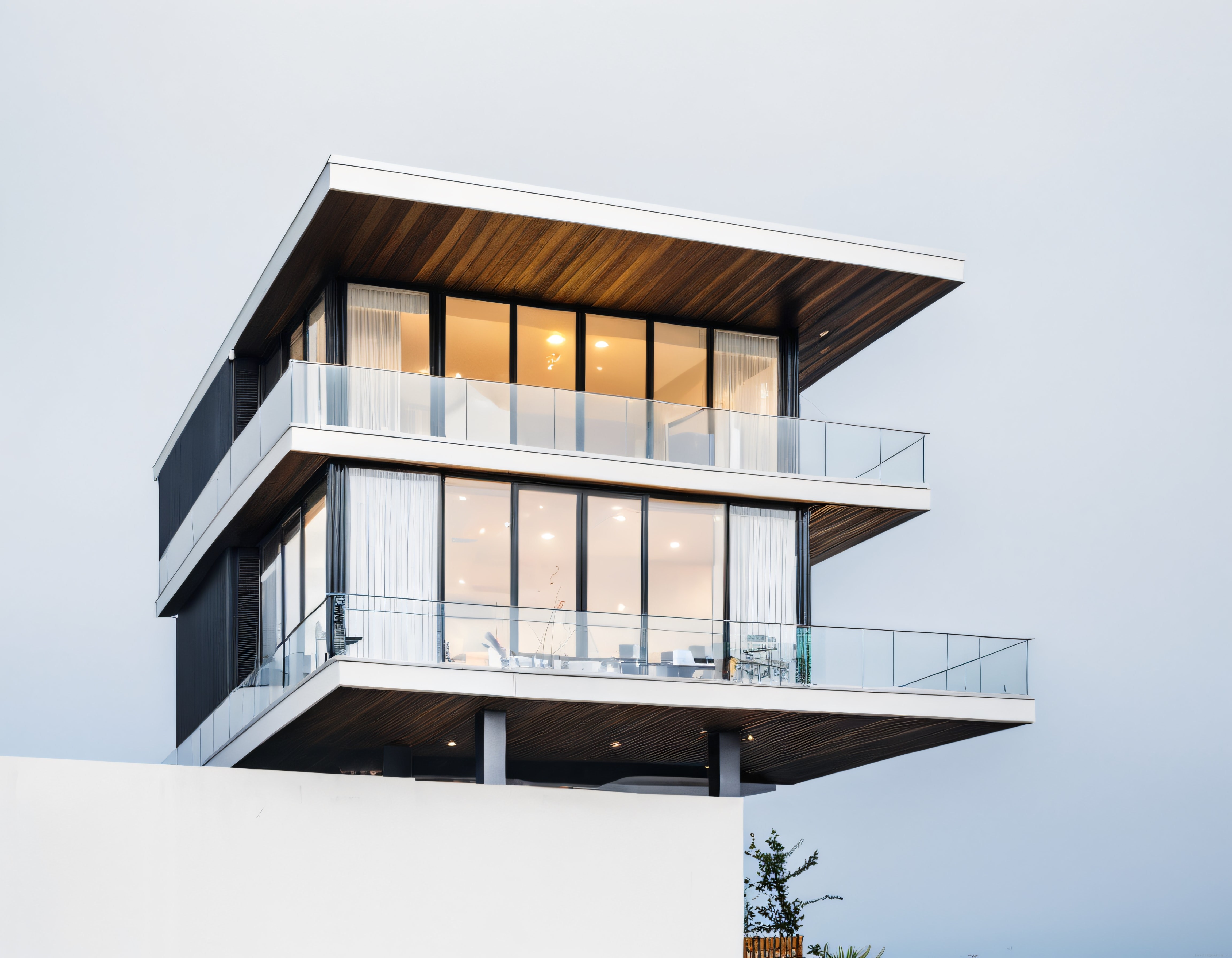 Gün Batımı Işığında Işıl Işıl Parlayan Modern Cam Cepheli Lüks Villa