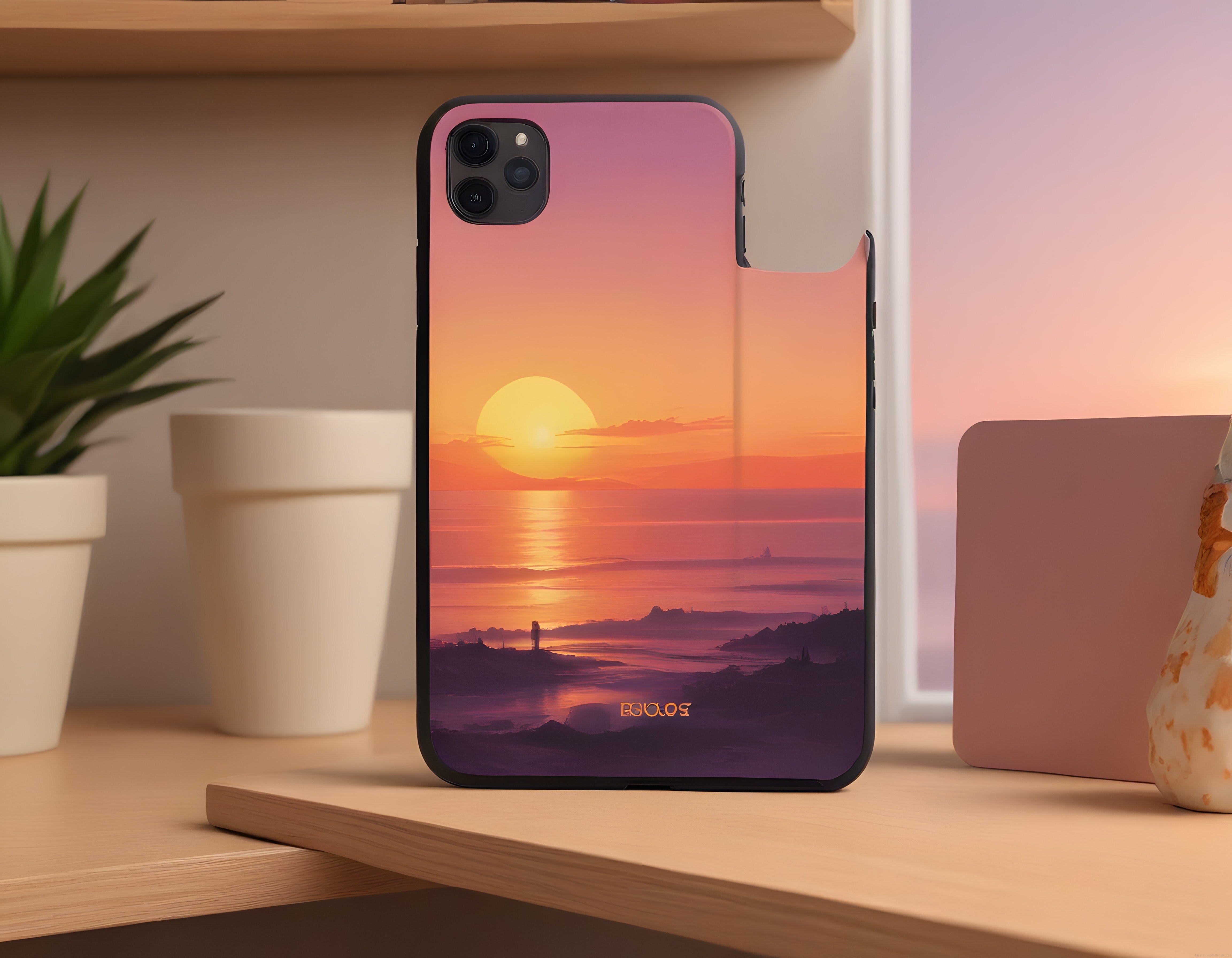 Gün Batımı ve Deniz Manzaralı iPhone Kılıfı ile Sıcak Masa Üstü Dekoru