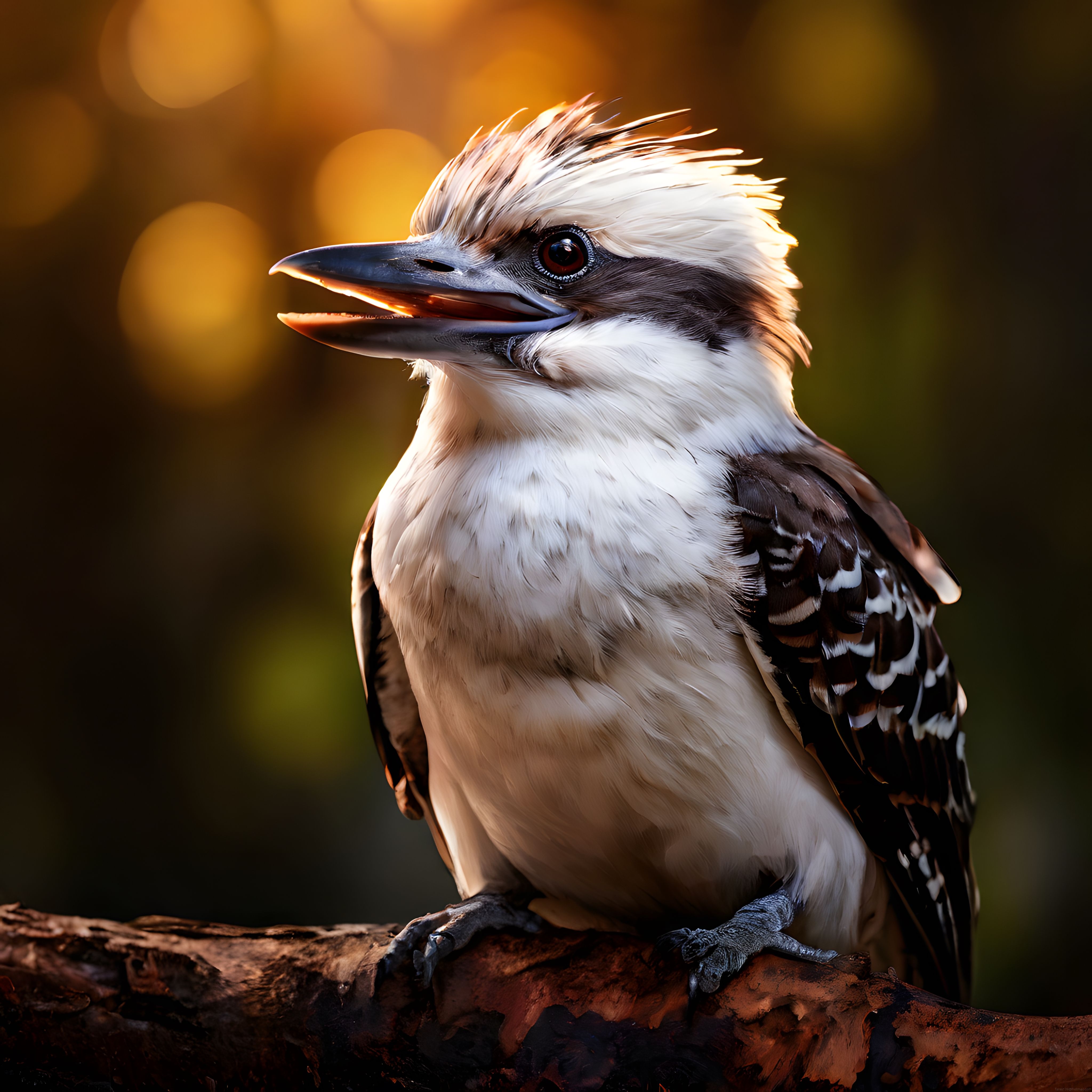 Gün Batımında Dalda Oturan Kookaburra Etkileyici Yakın Portre